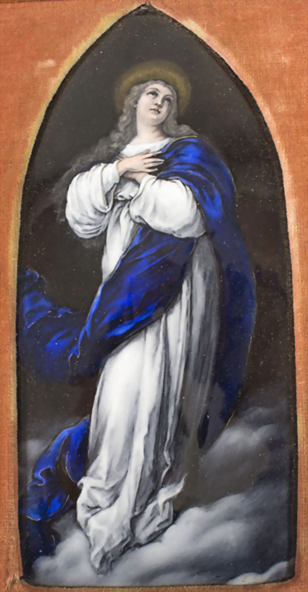 Emailbild 'Madonna auf Wolke' / An enamel painting on copper, Limoges, um 1900