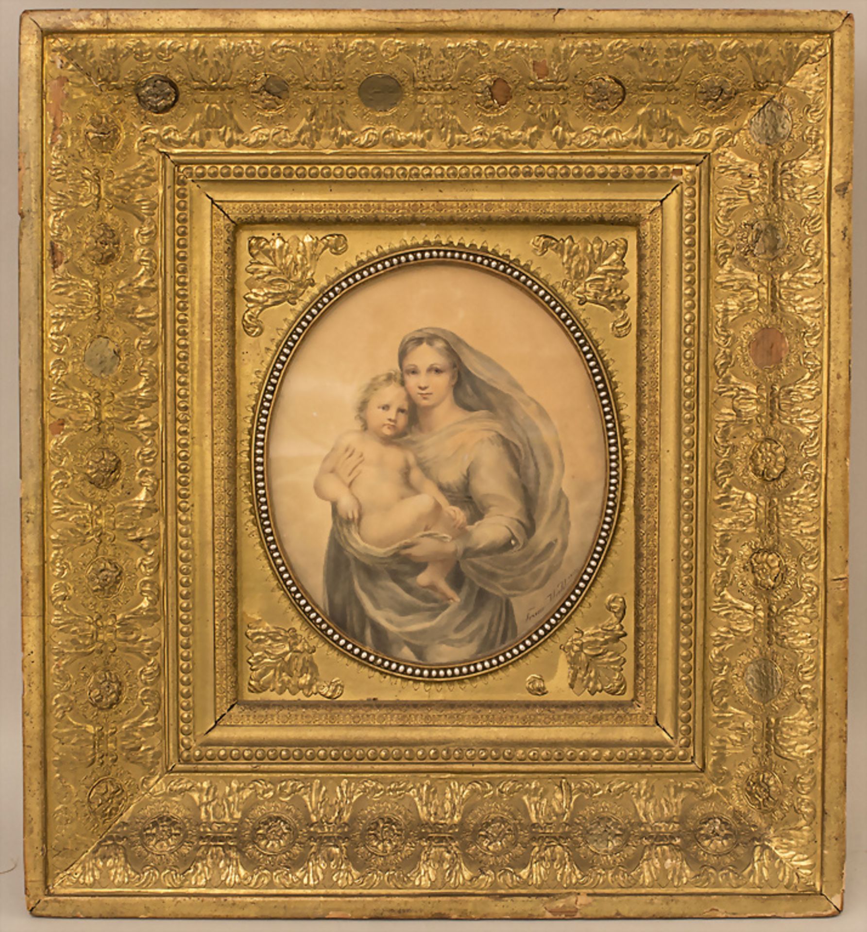 Franz Wiehl (19. Jh.), 'Madonna mit Kind', frei nach Raffaels 'Sixtinischer Madonna', 1833