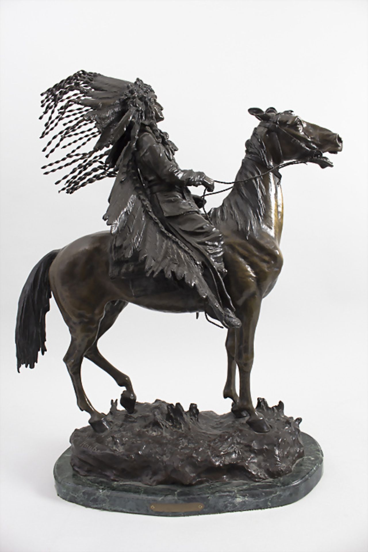 Carl Kauba (1865-1922), 'Indianerhäuptling zu Pferd' / 'An Indian chief on horseback', Wien, ...