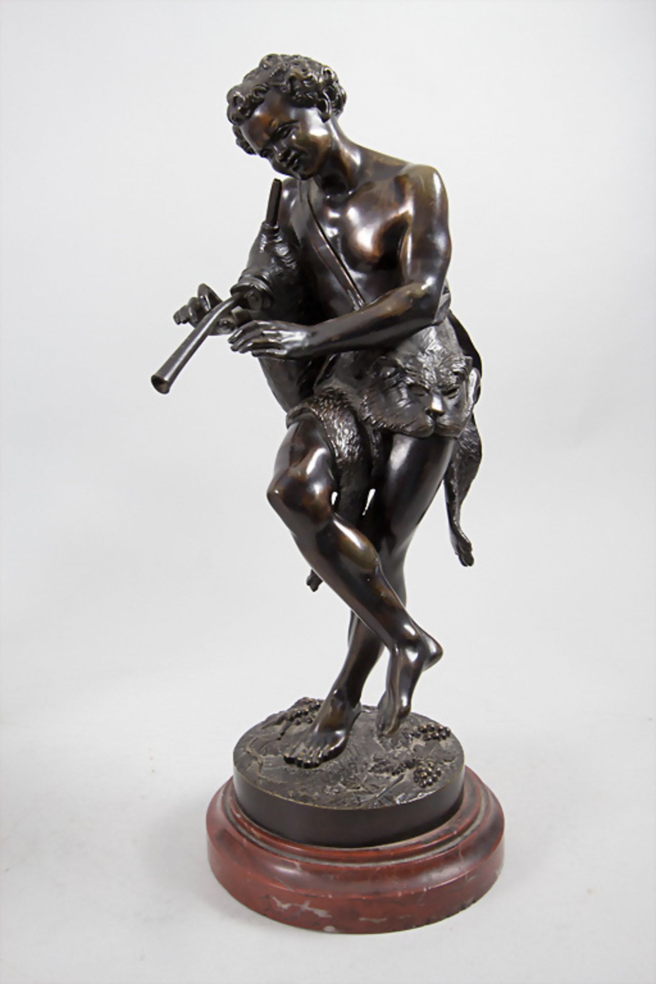 Bronzeskulptur 'Musizierender Hirte' / 'A music making shepherd', Frankreich, um 1860