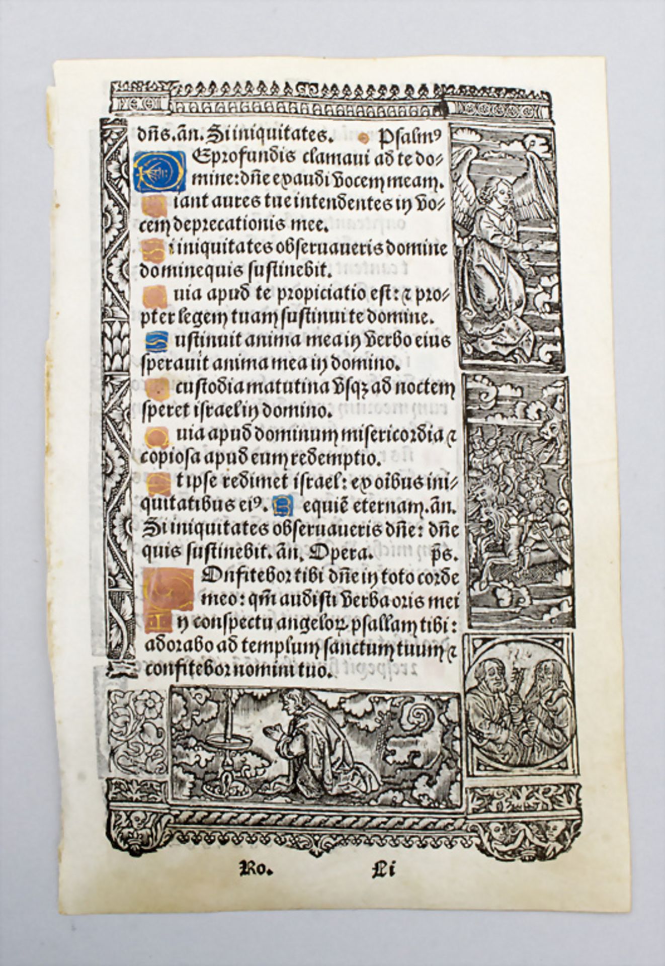 Zwei handkolorierte Stundenbuchblätter / Two book of hours sheets, spätgotisch/frühneuzeitlich