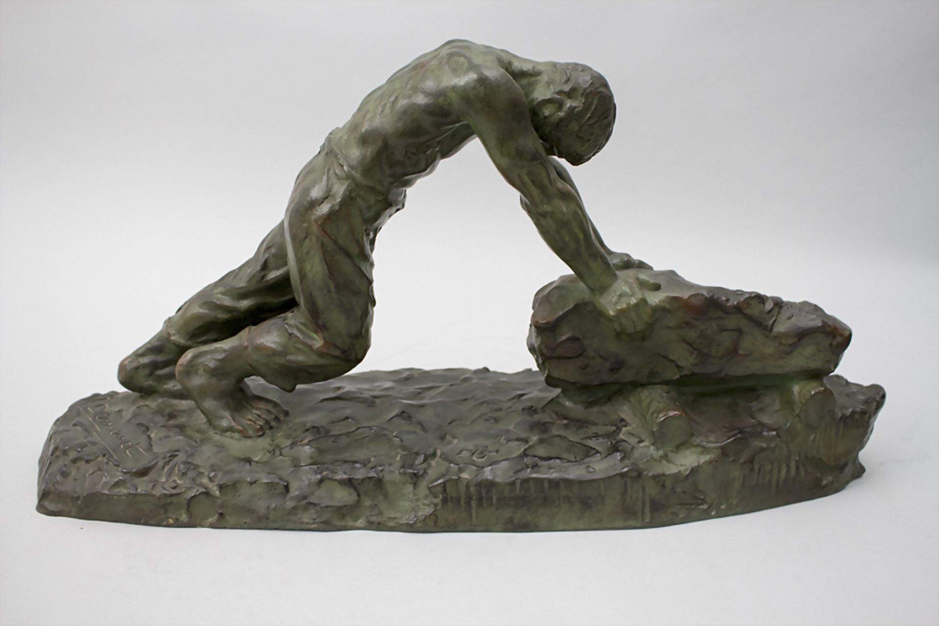 Victor DEMANET (1895-1964), Bronzeplastik 'Muskulöser Arbeiter im Steinbruch', Frankreich / ...