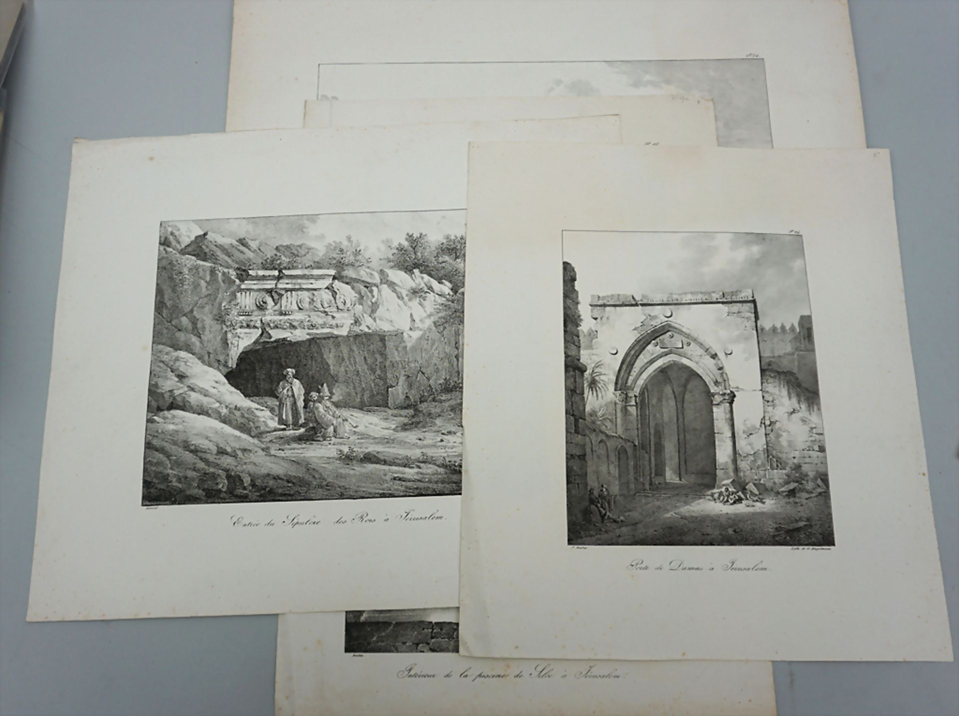 4 Lithografien mit Architektur- und Landschaftsdarstellungen / 4 lithographs with ...