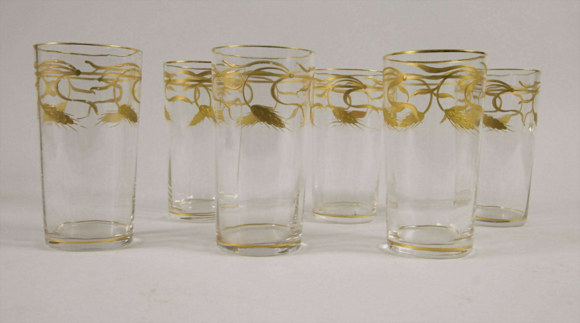 6 Jugendstil Gläser 'Gerste' / 6 Art Nouveau glasses 'Barley', um 1900