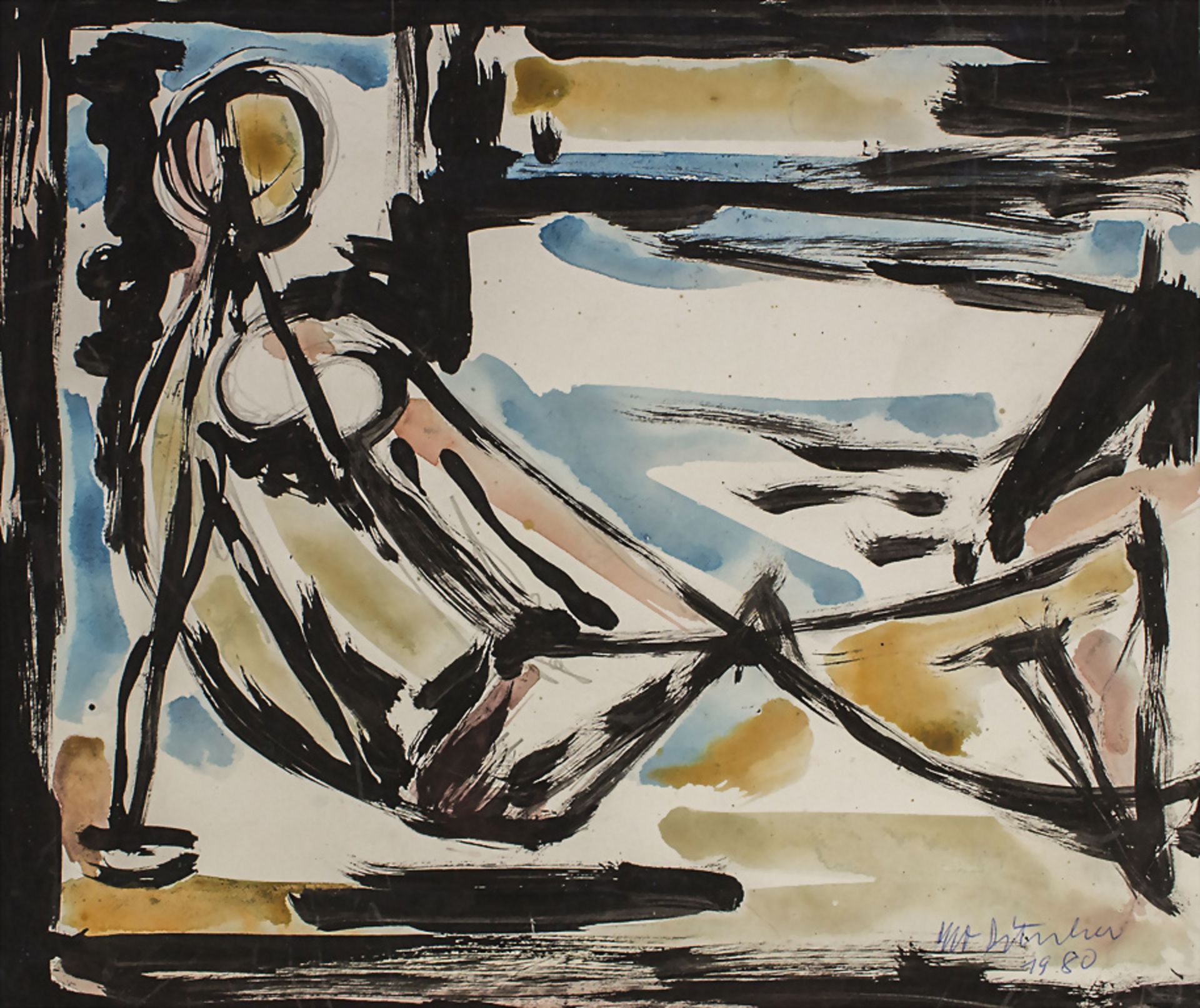 Otto Ditscher (1903-1987), 'Abstrakter, sitzender Frauenakt' / 'An abstract sitting female ...