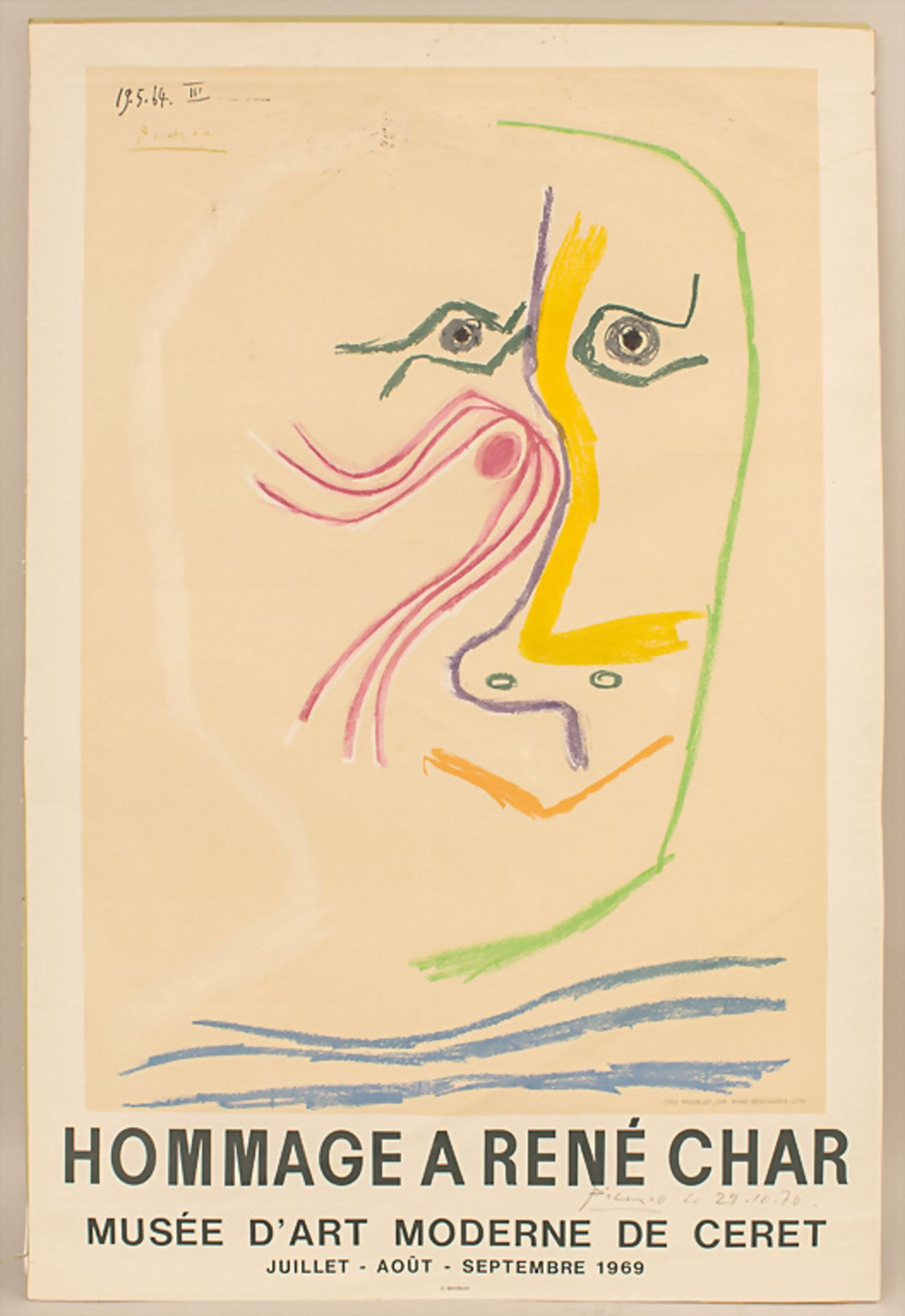 Ausstellungsplakat, Pablo Picasso (1871-1973), 'Hommage a Renè Char', 15. Oktober 1970