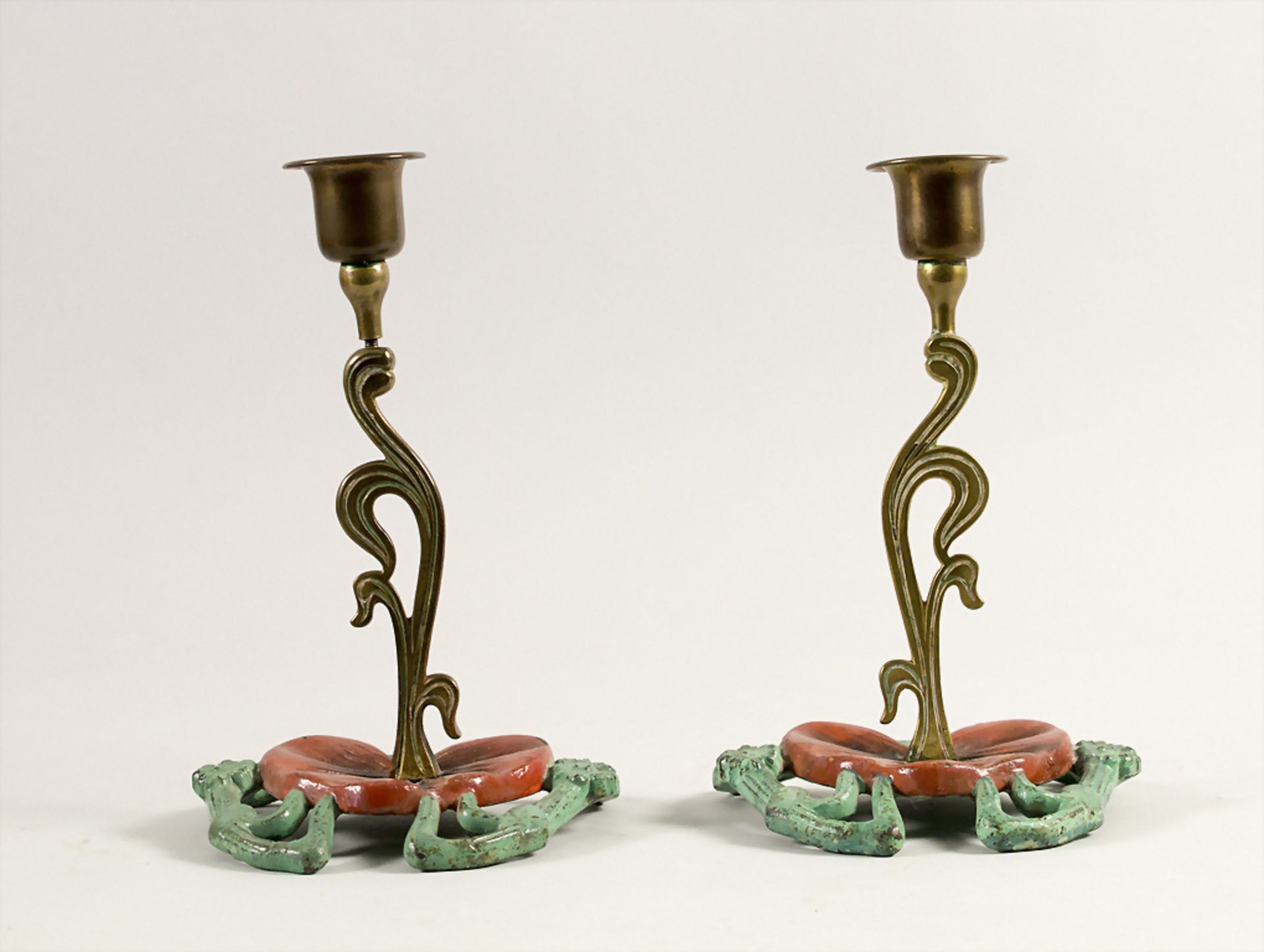 Paar Jugendstil Kerzenhalter / A pair of Art Nouveau candlesticks, um 1900