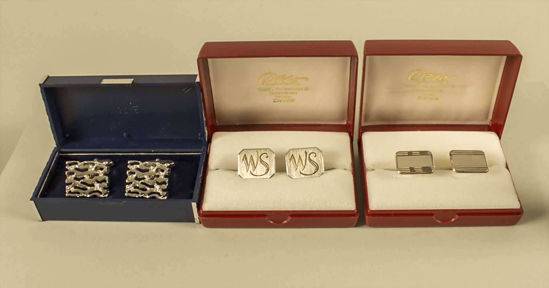 Drei Paar Silber Manschettenknöpfe / Three pairs of silver cufflinks, 1960er/1970er Jahre