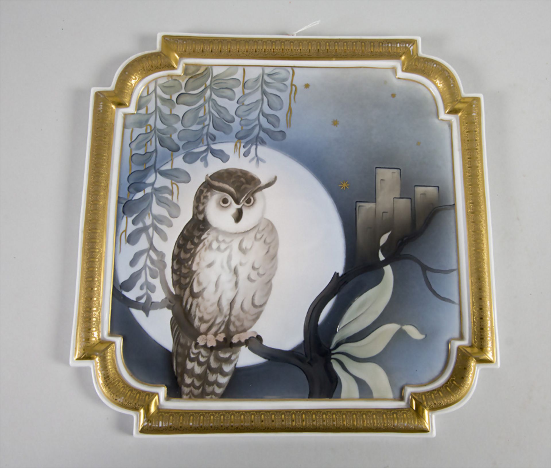 Jugendstil Wandrelief 'Eule mit Vollmond' / An Art Nouveau wall relief 'Owl with full moon', ...