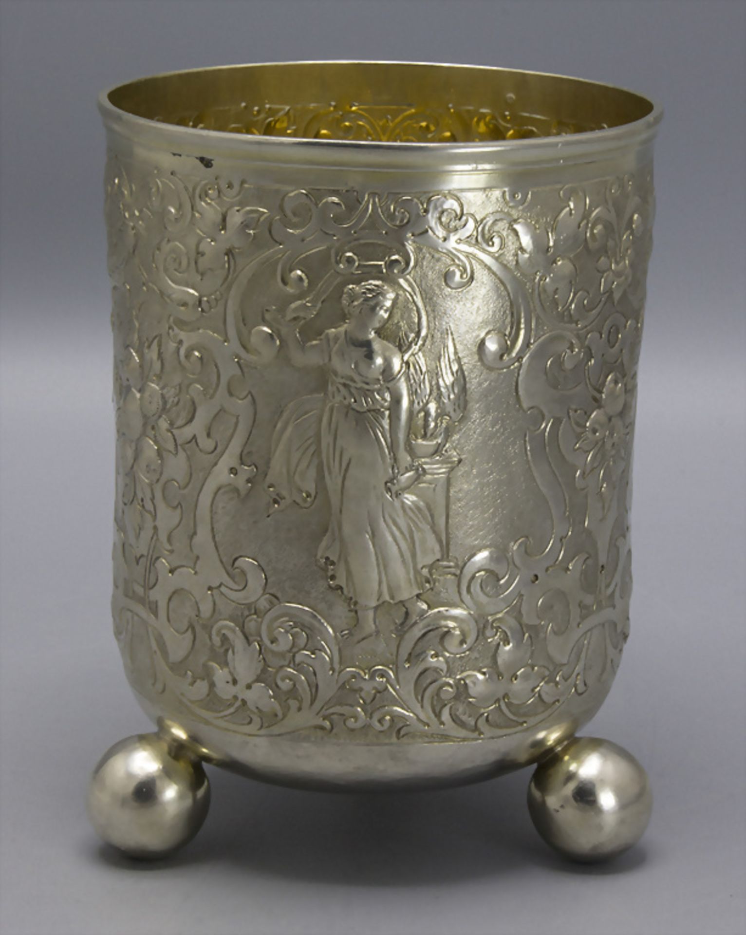 Großer Barock Kugelfußbecher / A Baroque silver beaker, deutsch - Bild 3 aus 11