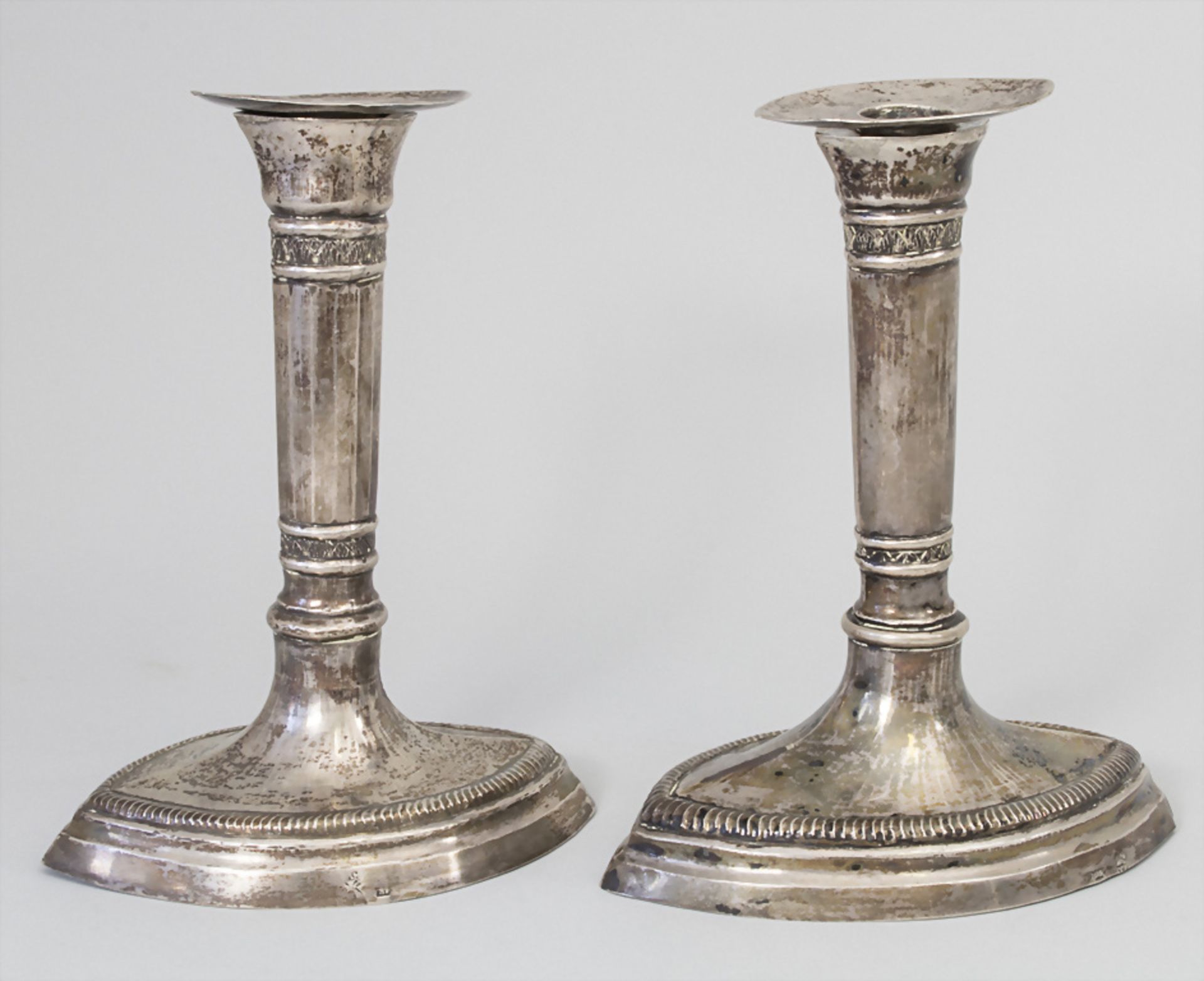 Paar Empire Kerzenleuchter / A pair of Empire silver candlesticks, Listle, um 1820