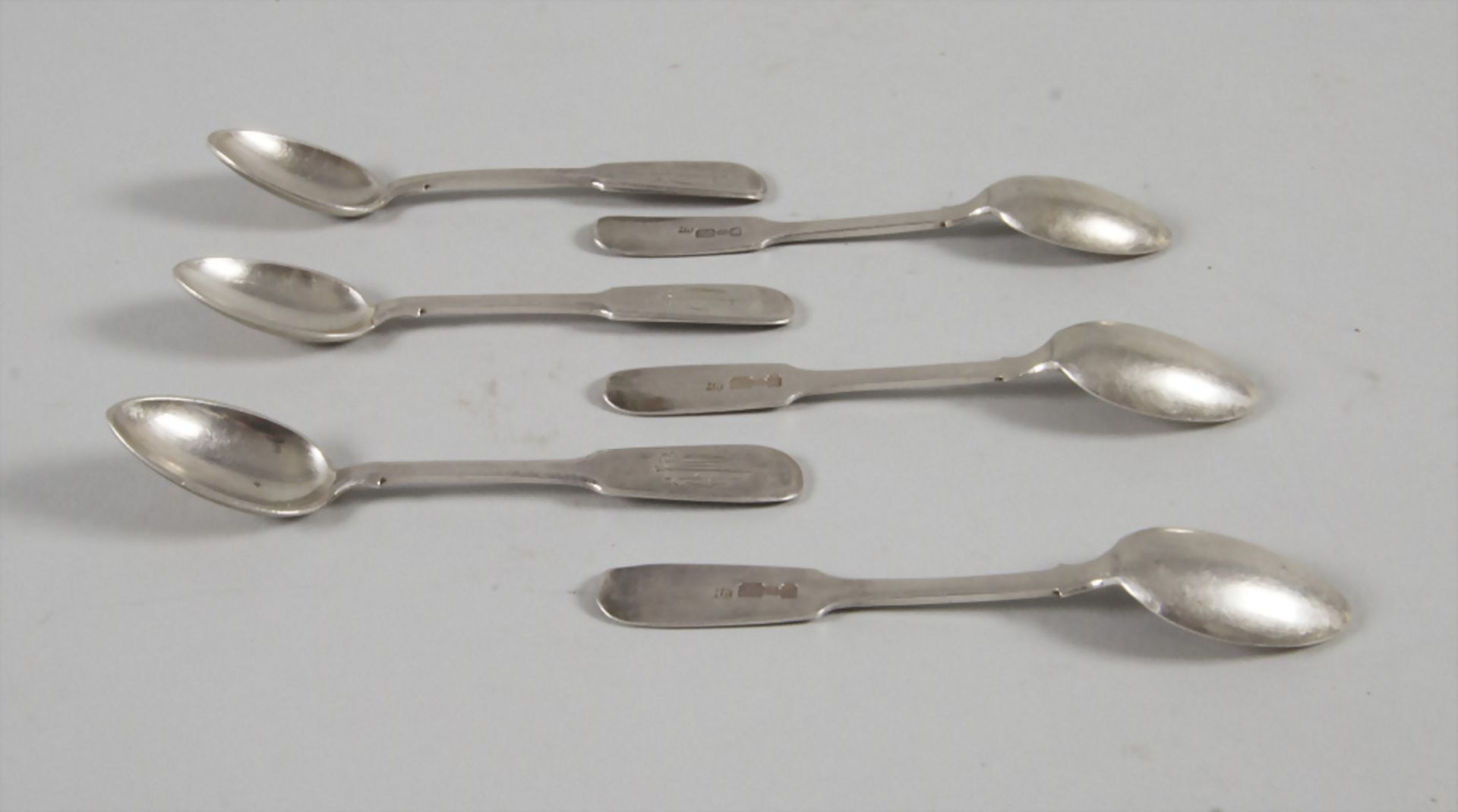 6 Mokkalöffel / 6 silver mocha spoons, wohl Nikolai Pavlovich Pavlov, Moskau / Moscow, 1896 - Image 2 of 4