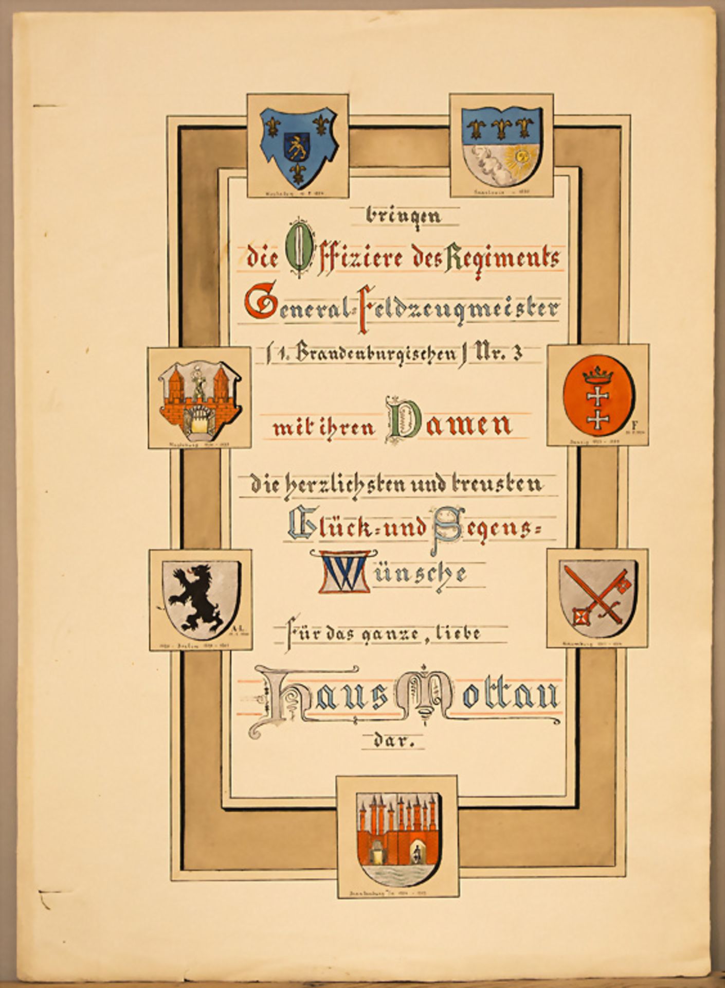 Heraldik Mappe mit Urkunden von Oberst Mottau / Heraldry, a folder with documents of Colonel ... - Image 2 of 5