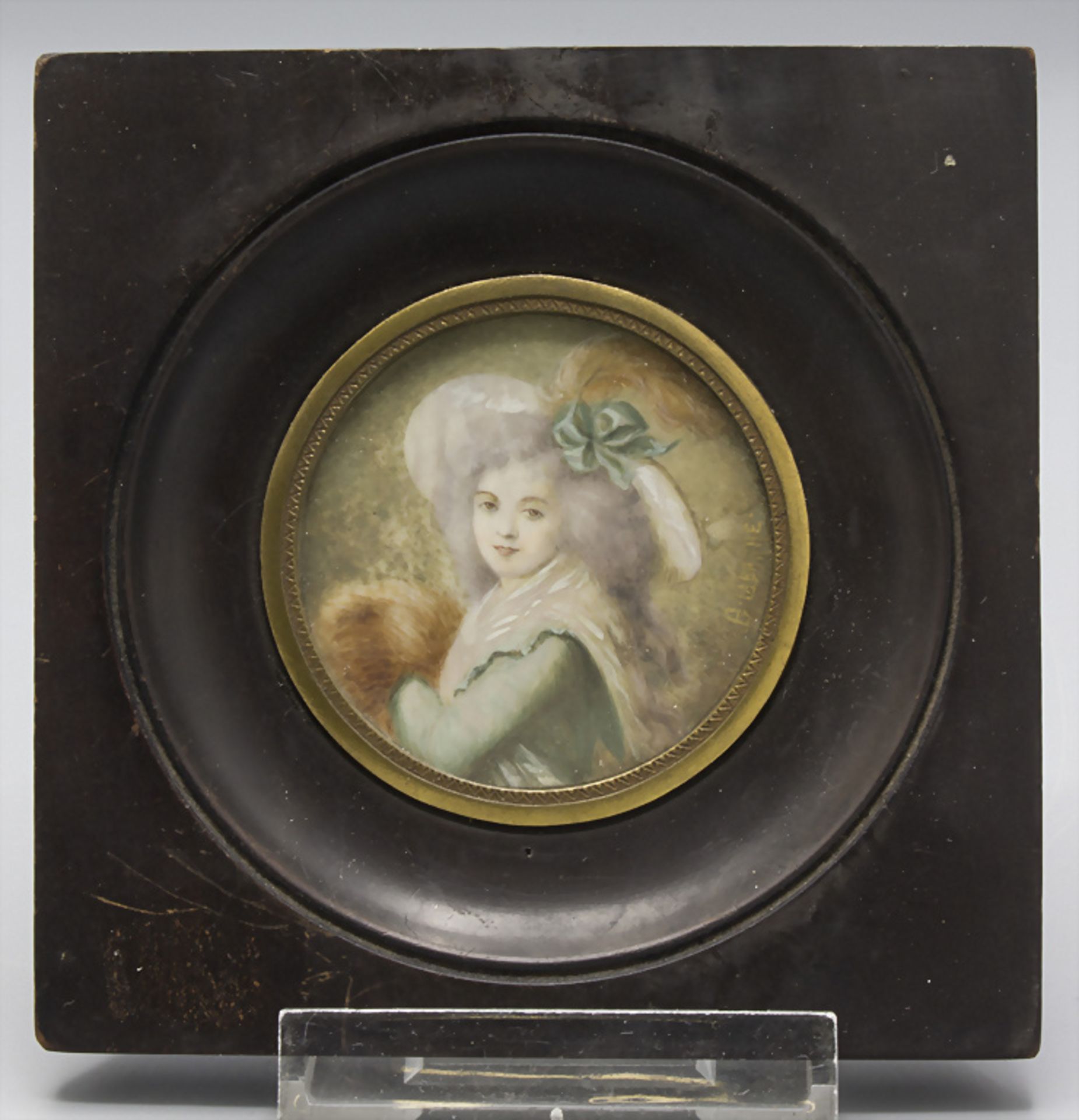 Miniatur Porträt 'Madame Molé-Reymond' / Portrait of Madame Molé-Reymond, Frankreich, Mitte 19. Jh.