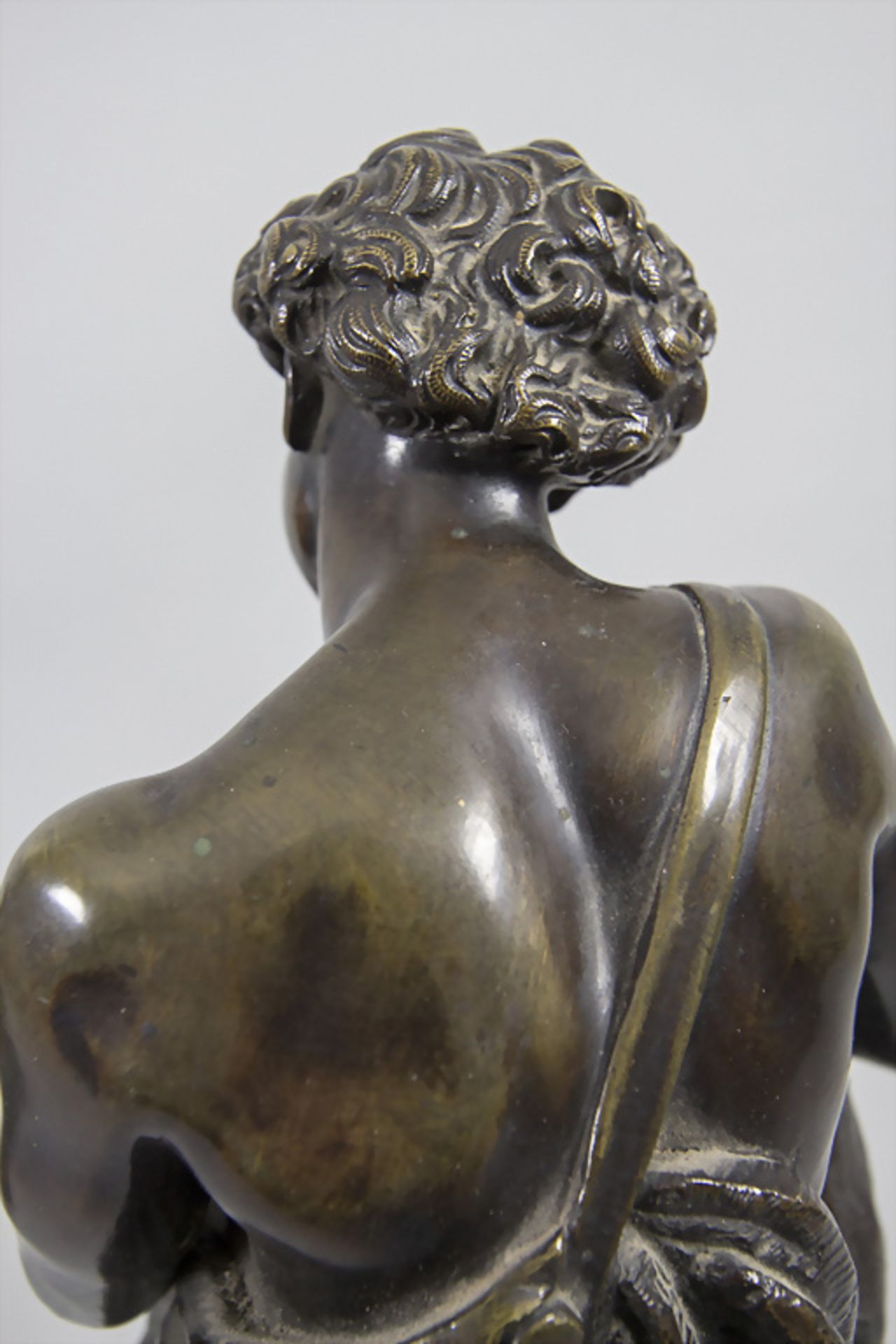 Bronzeskulptur 'Musizierender Hirte' / 'A music making shepherd', Frankreich, um 1860 - Image 8 of 9