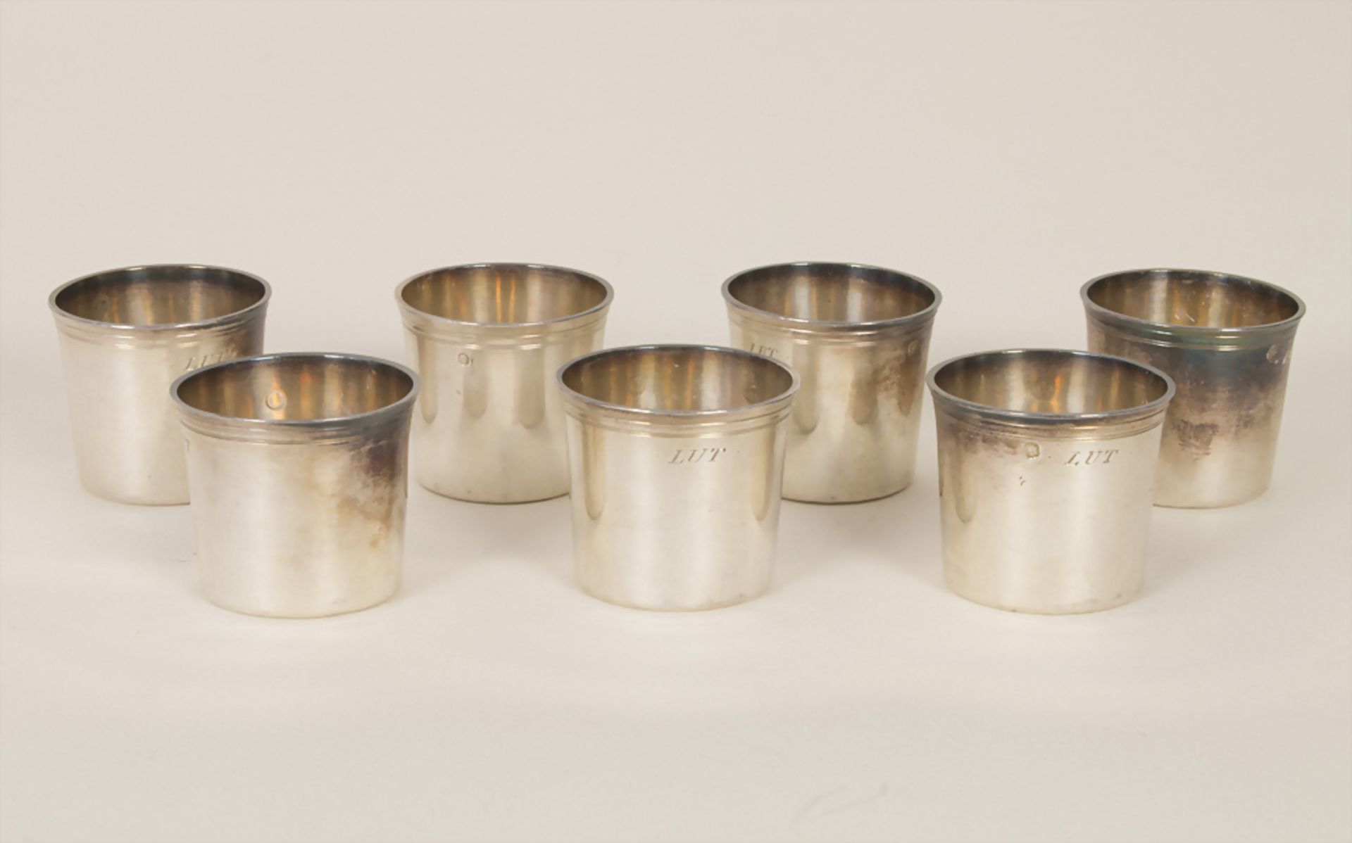 7 Miniatur Empire Becher / 7 miniature Empire silver beaker, Louis-Jacques Berger, Paris, um 1810