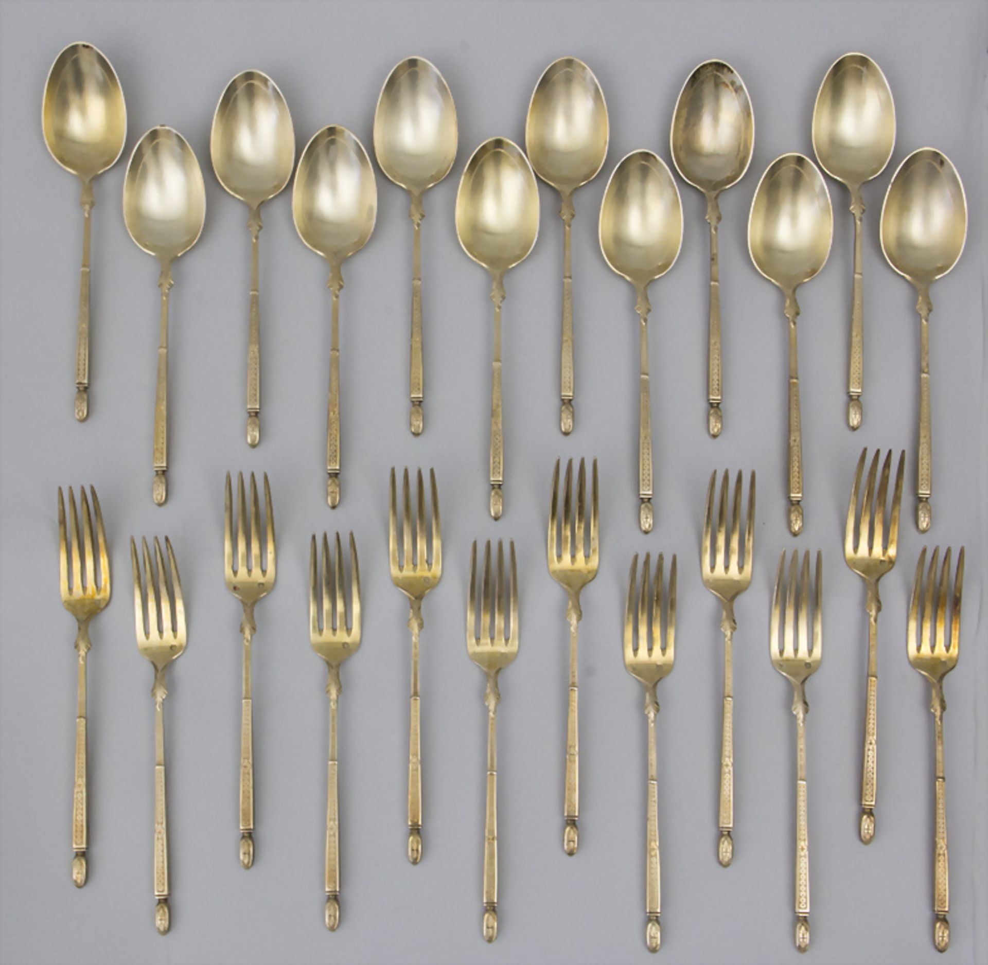 12 Gabeln + 12 Löffel / 12 silver spoons and 12 silver forks, Francois Auguste Boyer-Callot, ...
