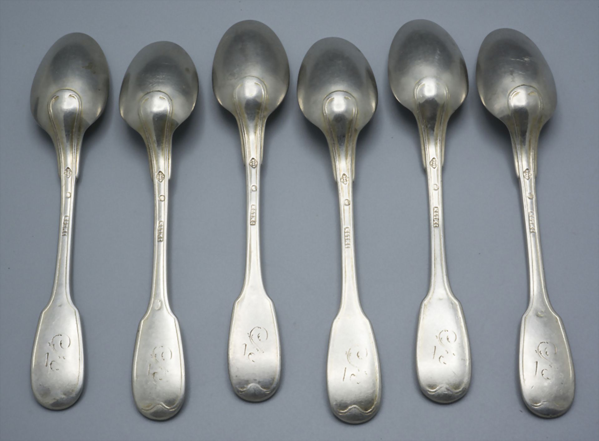 6 Löffel / 6 cuillères en argent massif / 6 silver spoons, Francois Daniel Imlin, Straßburg / ... - Bild 2 aus 6