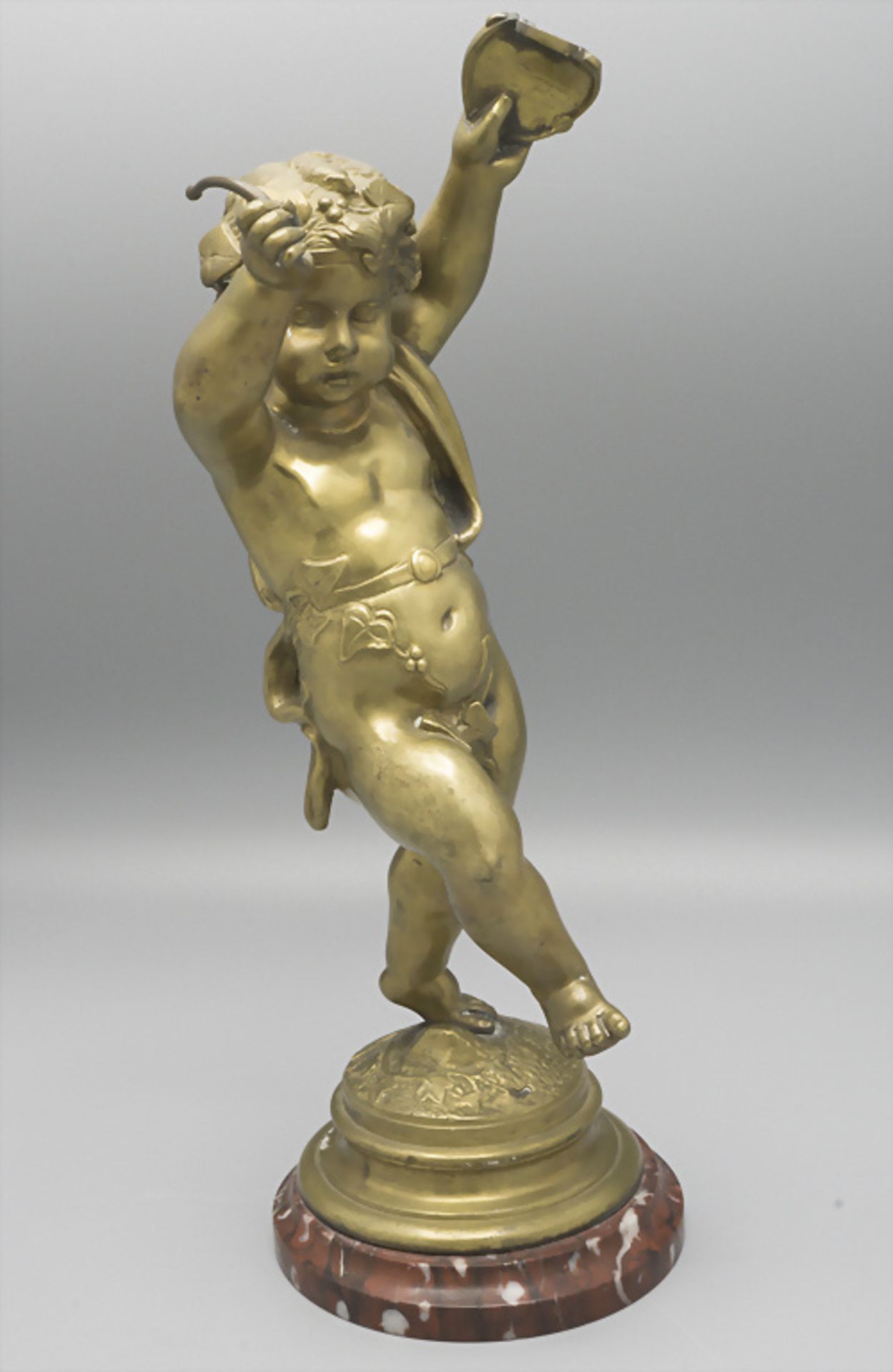 Bronze 'tanzender barocker Bacchant' auf Marmorsockel / A bronze of a dancing bacchante, 19. Jh.
