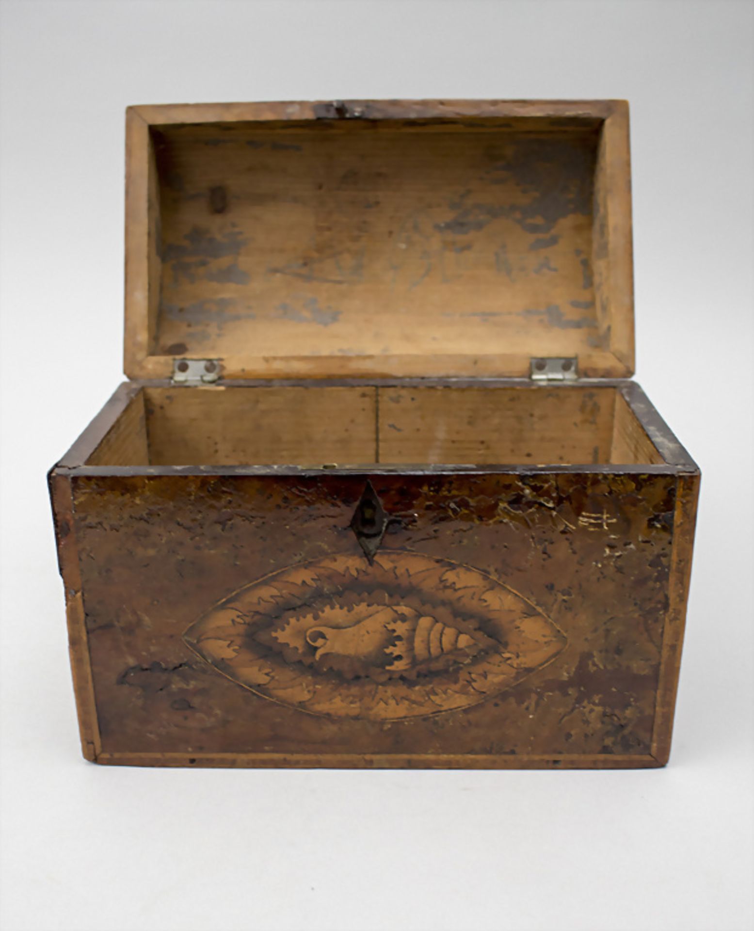 Tee-Schatulle mit feinen Intarsien / A Georgian tea caddy, England, um 1810 - Bild 2 aus 7