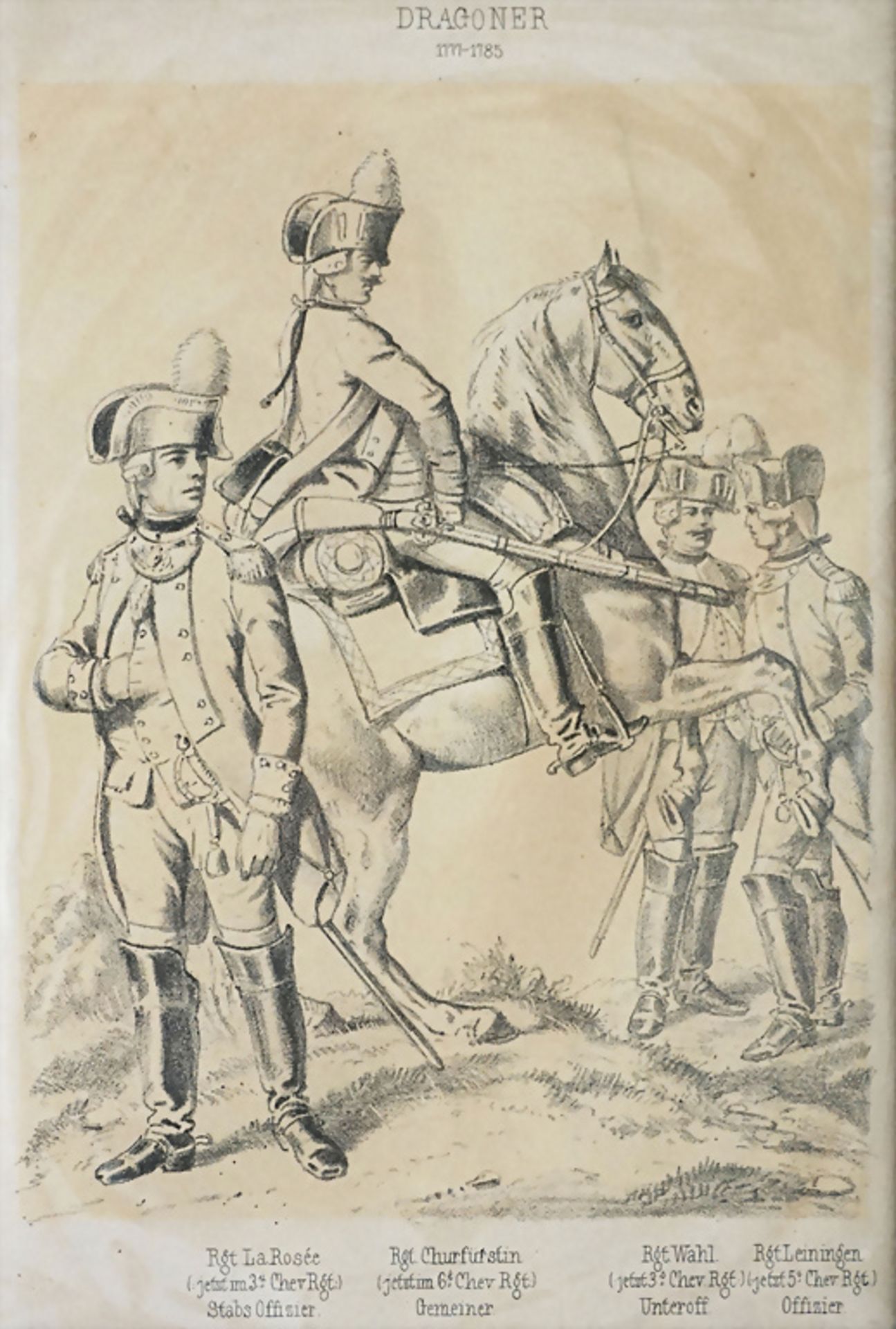 Lithographie der Dragoner des Pfälzischen Regiments, um 1850 - Image 2 of 2