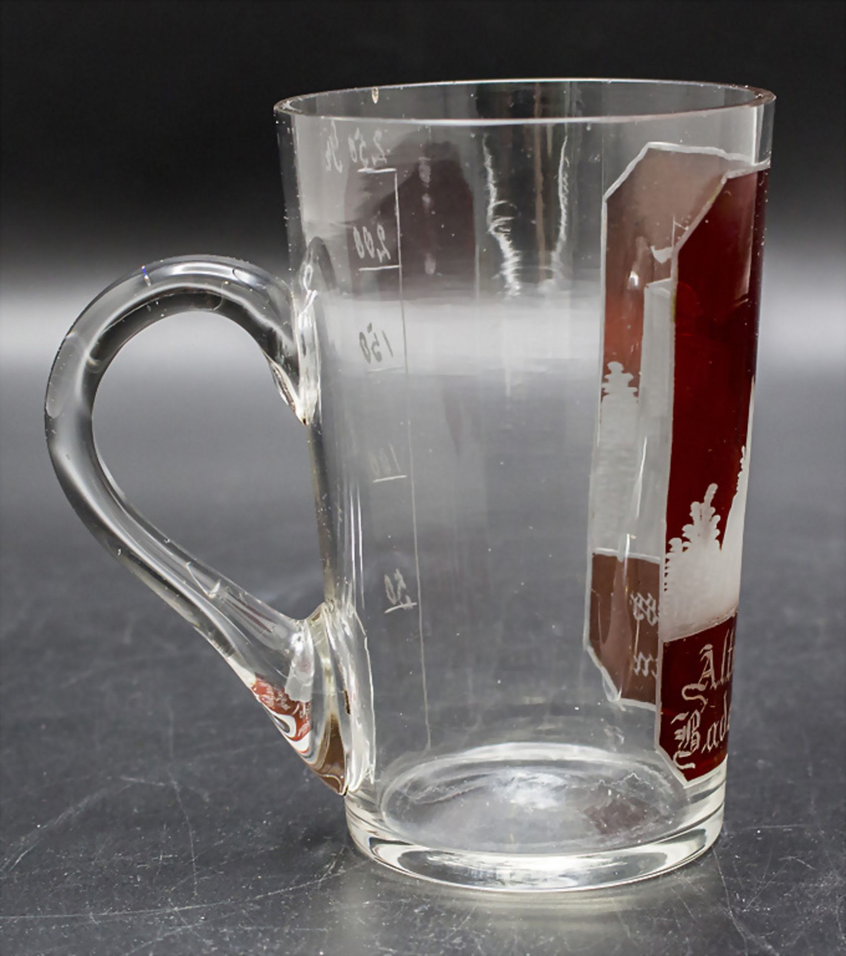 'Bäderglas', Ansichtenhenkelbecher mit Baden-Badener Schloss / A handled view mug with castle ... - Bild 4 aus 6