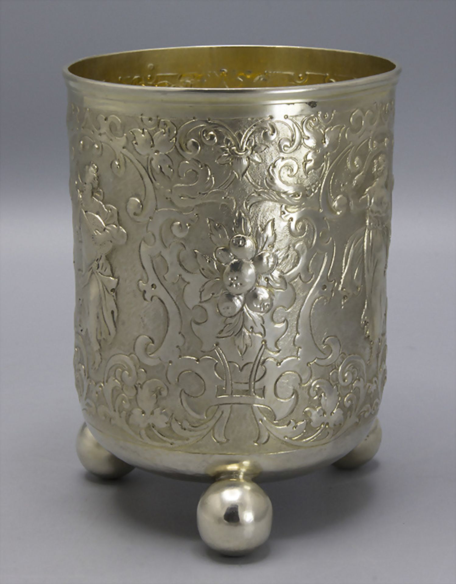 Großer Barock Kugelfußbecher / A Baroque silver beaker, deutsch - Bild 4 aus 11