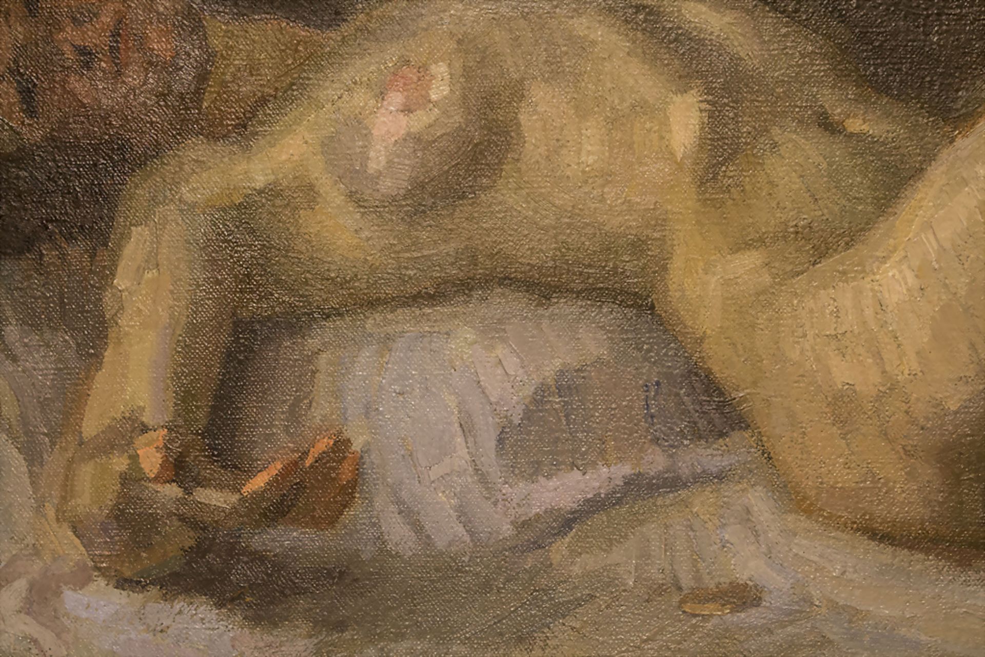 Prof. Alfred Schmidt, (1867-1956), 'Mädchenakt mit Magd' / A nude girl with maid, um 1920 - Bild 3 aus 5