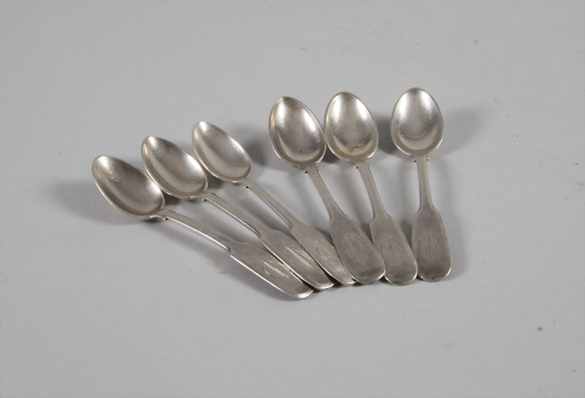 6 Mokkalöffel / 6 silver mocha spoons, wohl Nikolai Pavlovich Pavlov, Moskau / Moscow, 1896