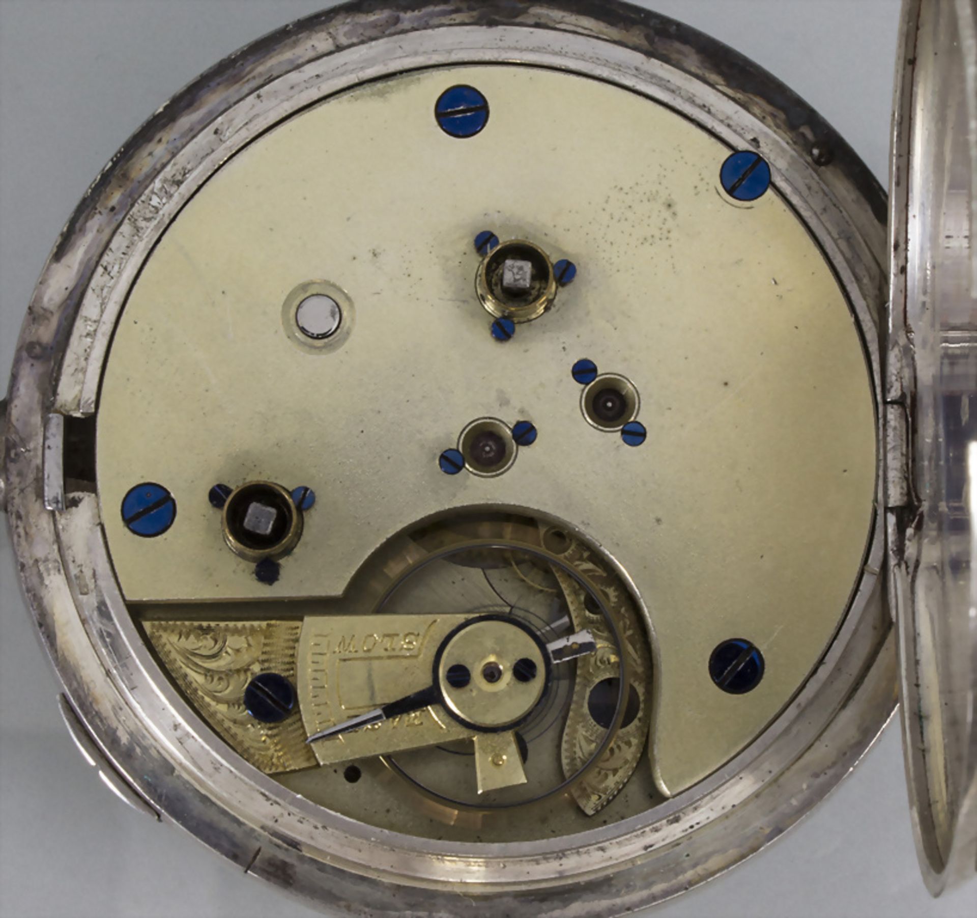 Taschenuhr mit Chronograph / A silver pocket watch with chronograph, Schweiz, 19. Jh. - Bild 2 aus 4