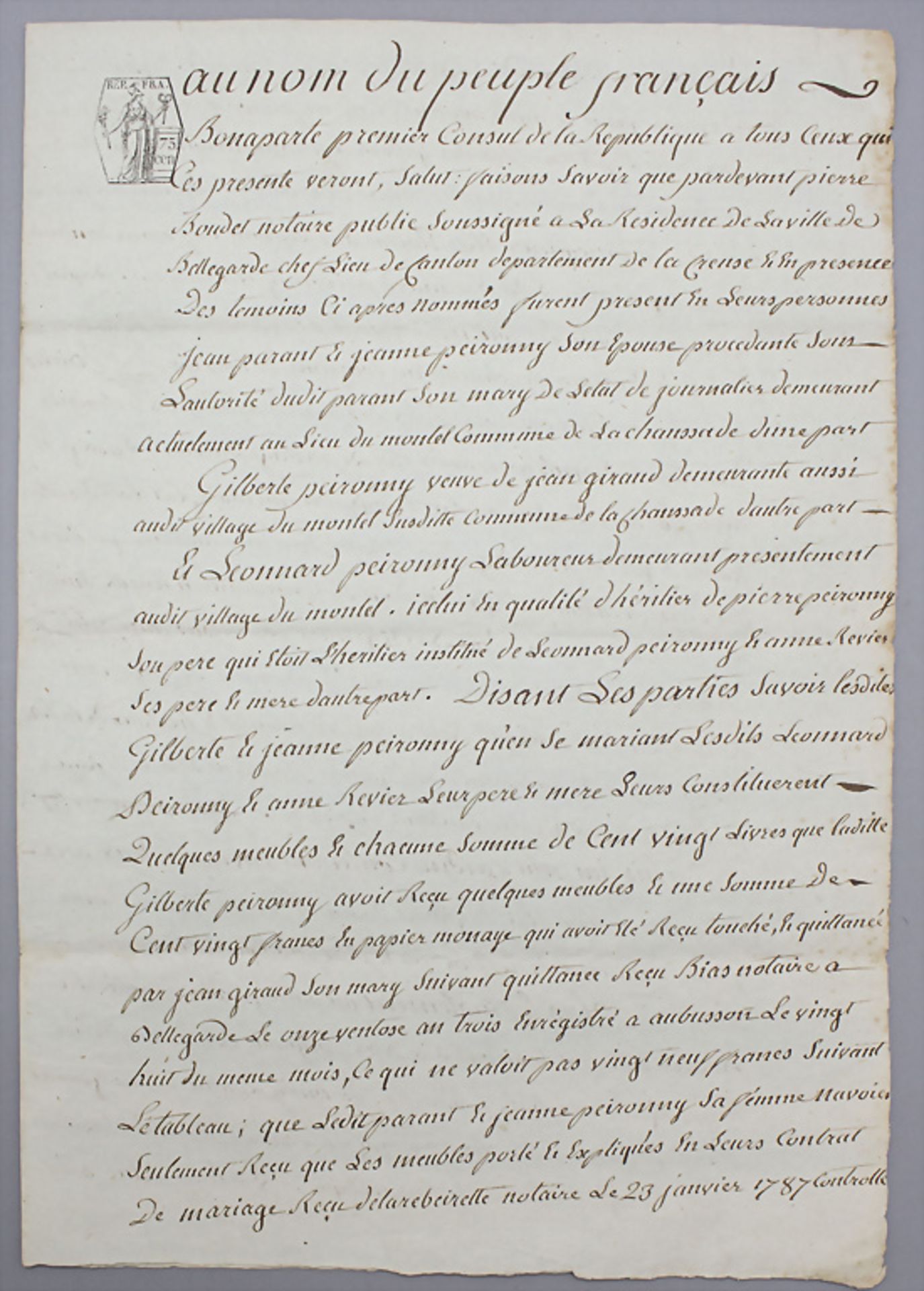 Historischer französischer Brief / A historical french letter, 1804