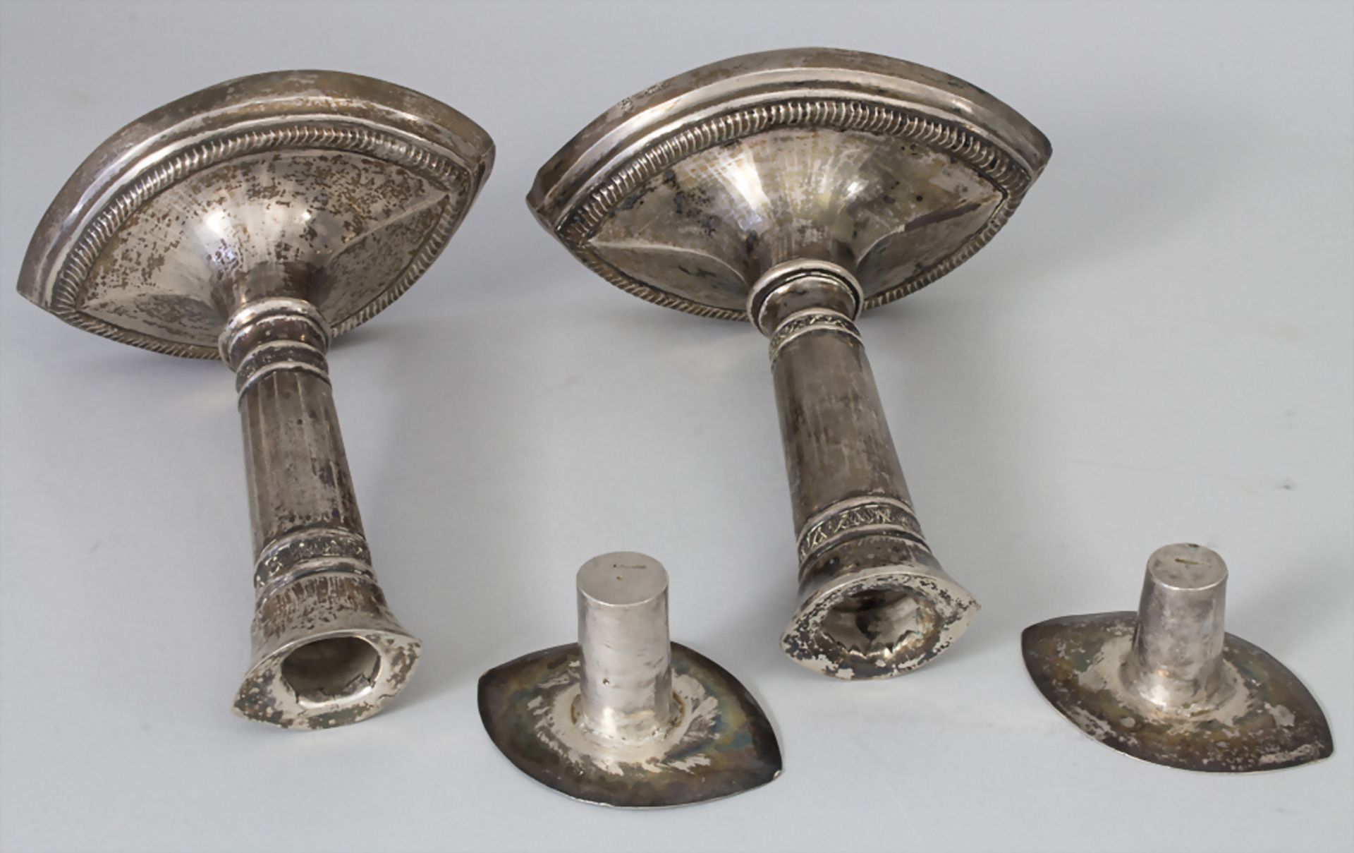 Paar Empire Kerzenleuchter / A pair of Empire silver candlesticks, Listle, um 1820 - Bild 6 aus 13