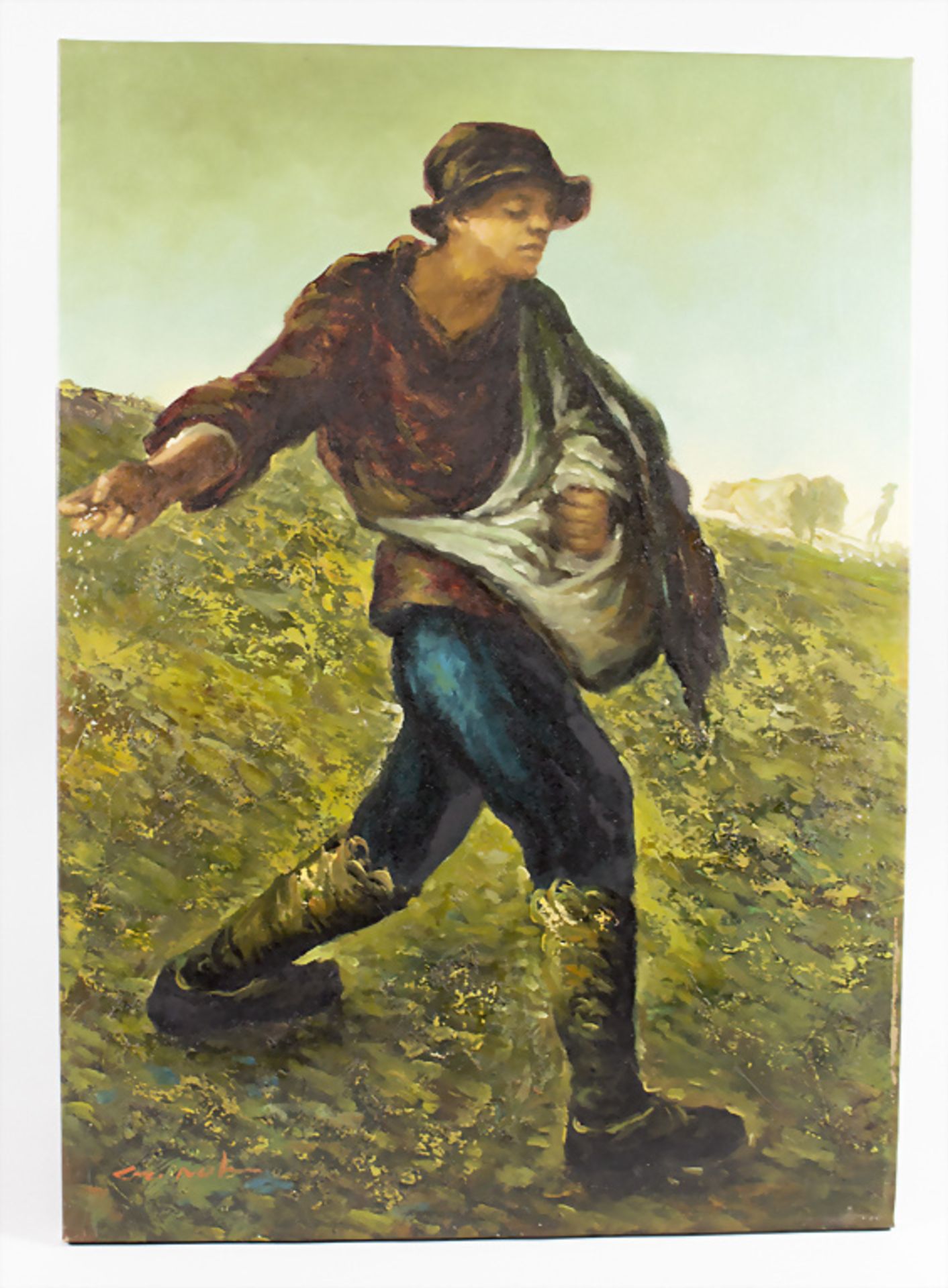 Unleserlich signierender Künstler, 'Bauer beim Säen' / 'A sowing peasant', 1. Hälfte 20. Jh.