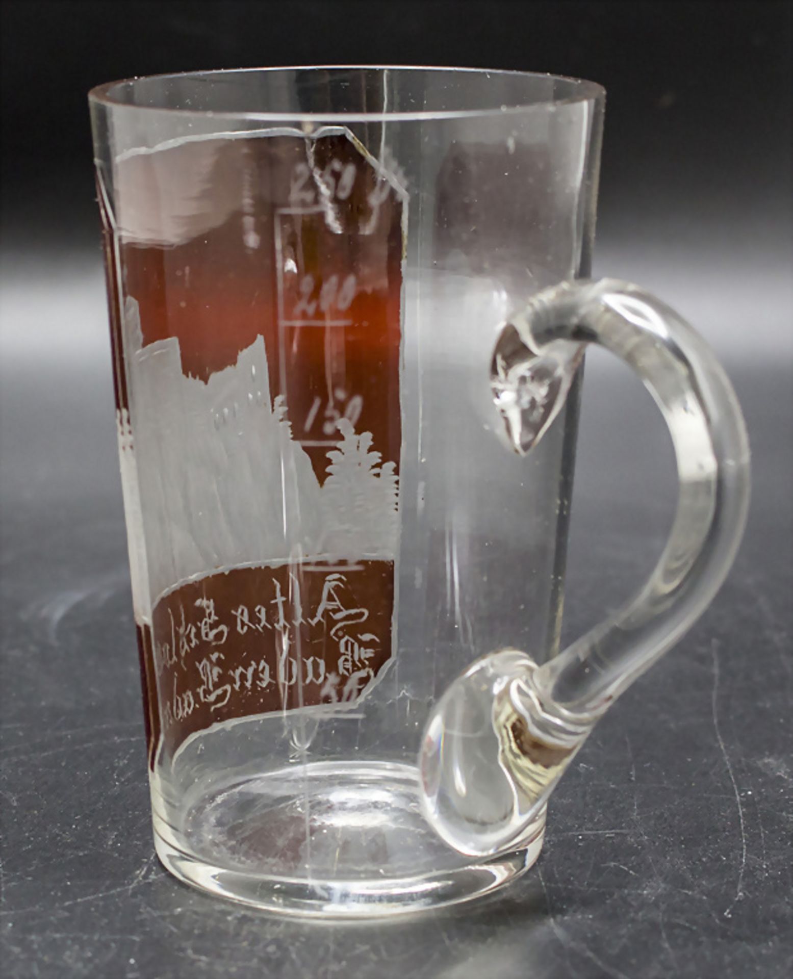 'Bäderglas', Ansichtenhenkelbecher mit Baden-Badener Schloss / A handled view mug with castle ... - Bild 3 aus 6