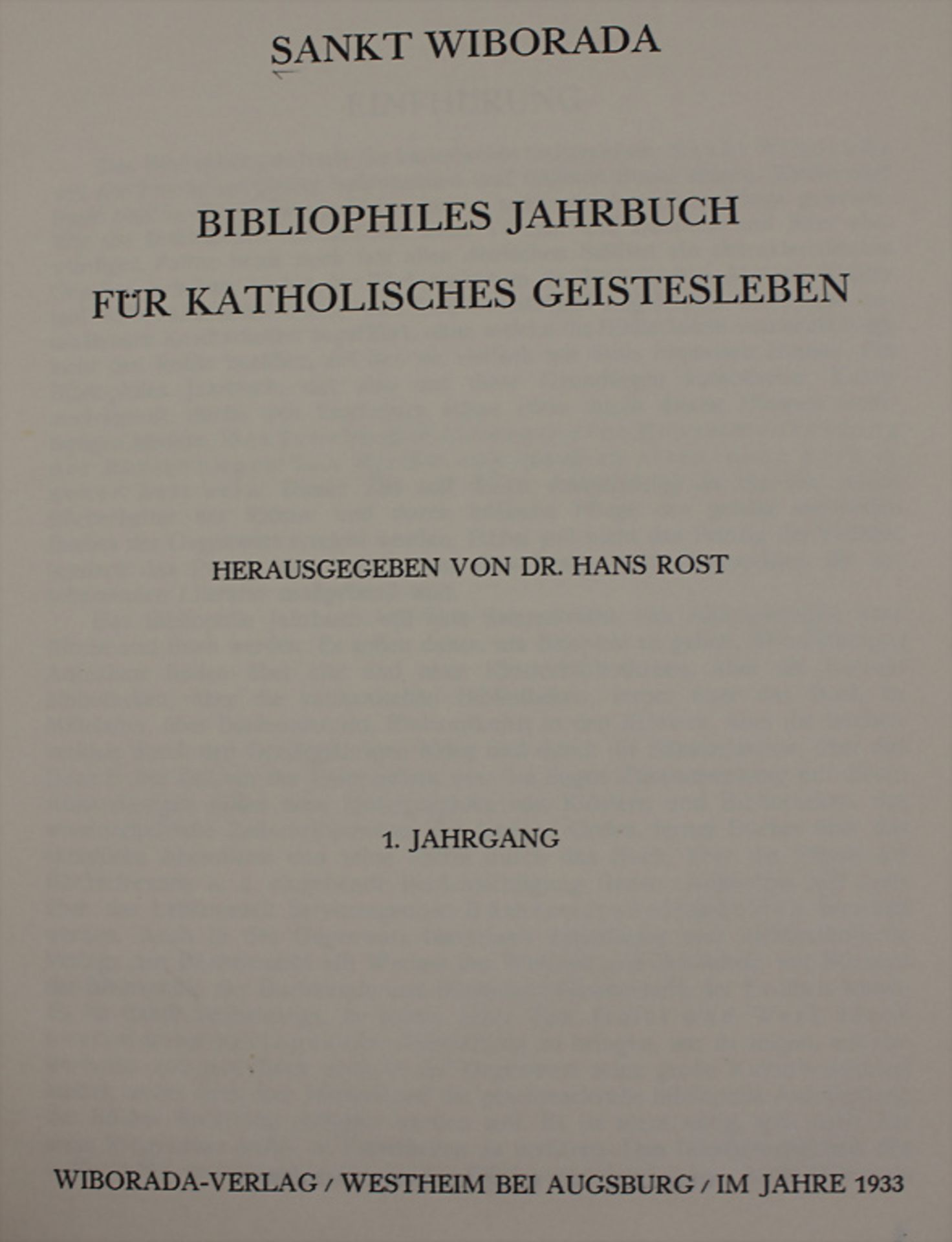 7 Bände 'Sankt Wiborada - Bibliophiles Jahrbuch für katholisches Geistesleben', hg. von Hans ... - Image 2 of 12