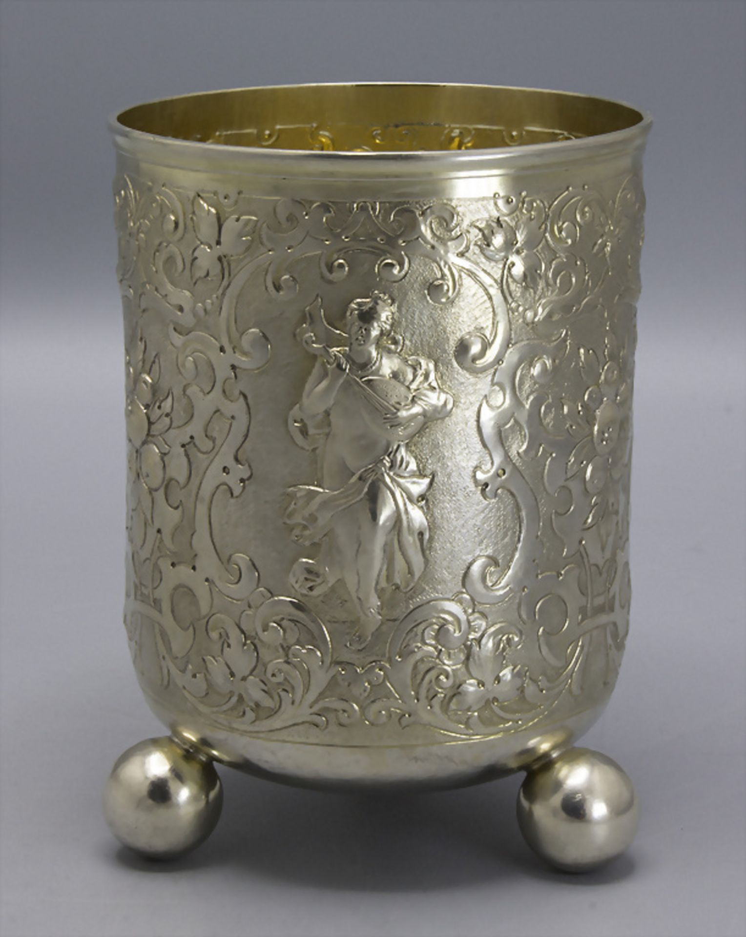 Großer Barock Kugelfußbecher / A Baroque silver beaker, deutsch - Bild 5 aus 11