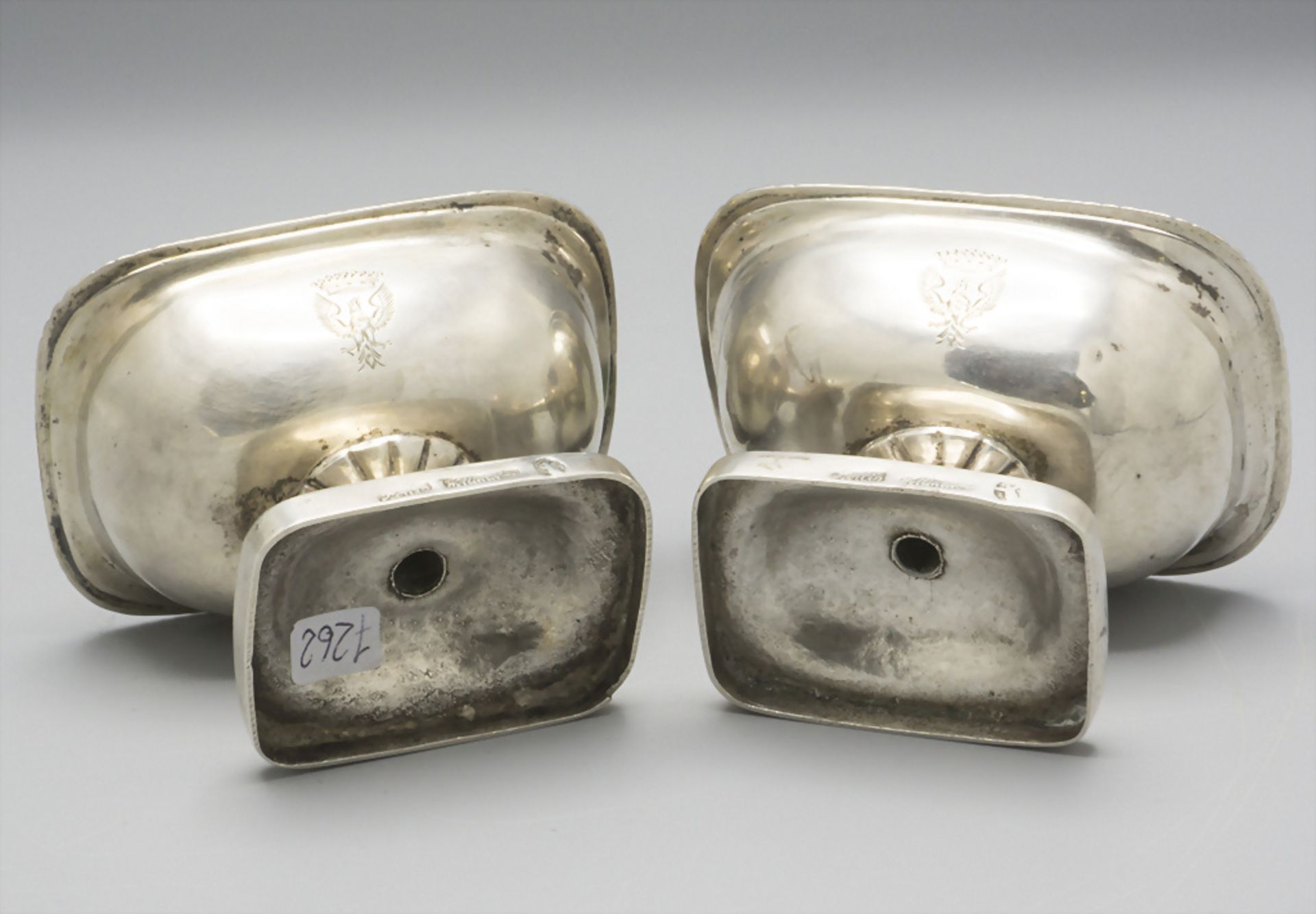 Paar Gewürzschälchen / Salieren / A pair of silver salt cellars, Louis Wollenweber, München, 1827 - Bild 4 aus 6