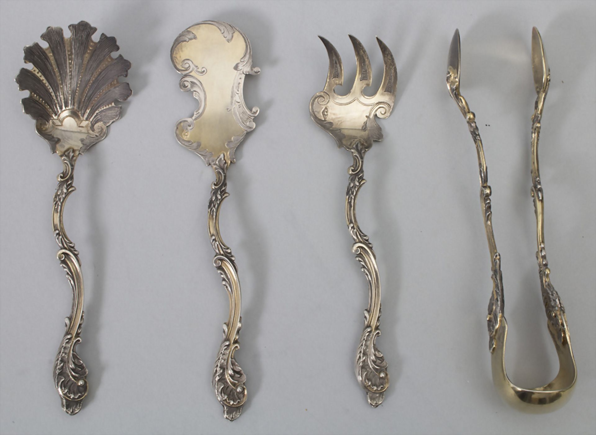 Vierteiliges Vorlegebesteck / A four-part silver serving cutlery, Alphonse Debain, Paris, um 1900