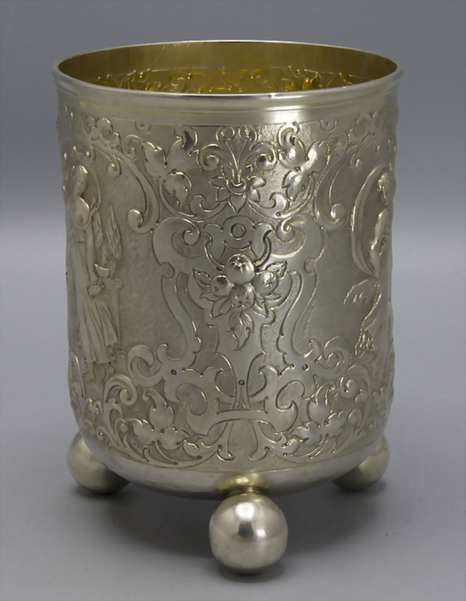 Großer Barock Kugelfußbecher / A Baroque silver beaker, deutsch - Bild 2 aus 11