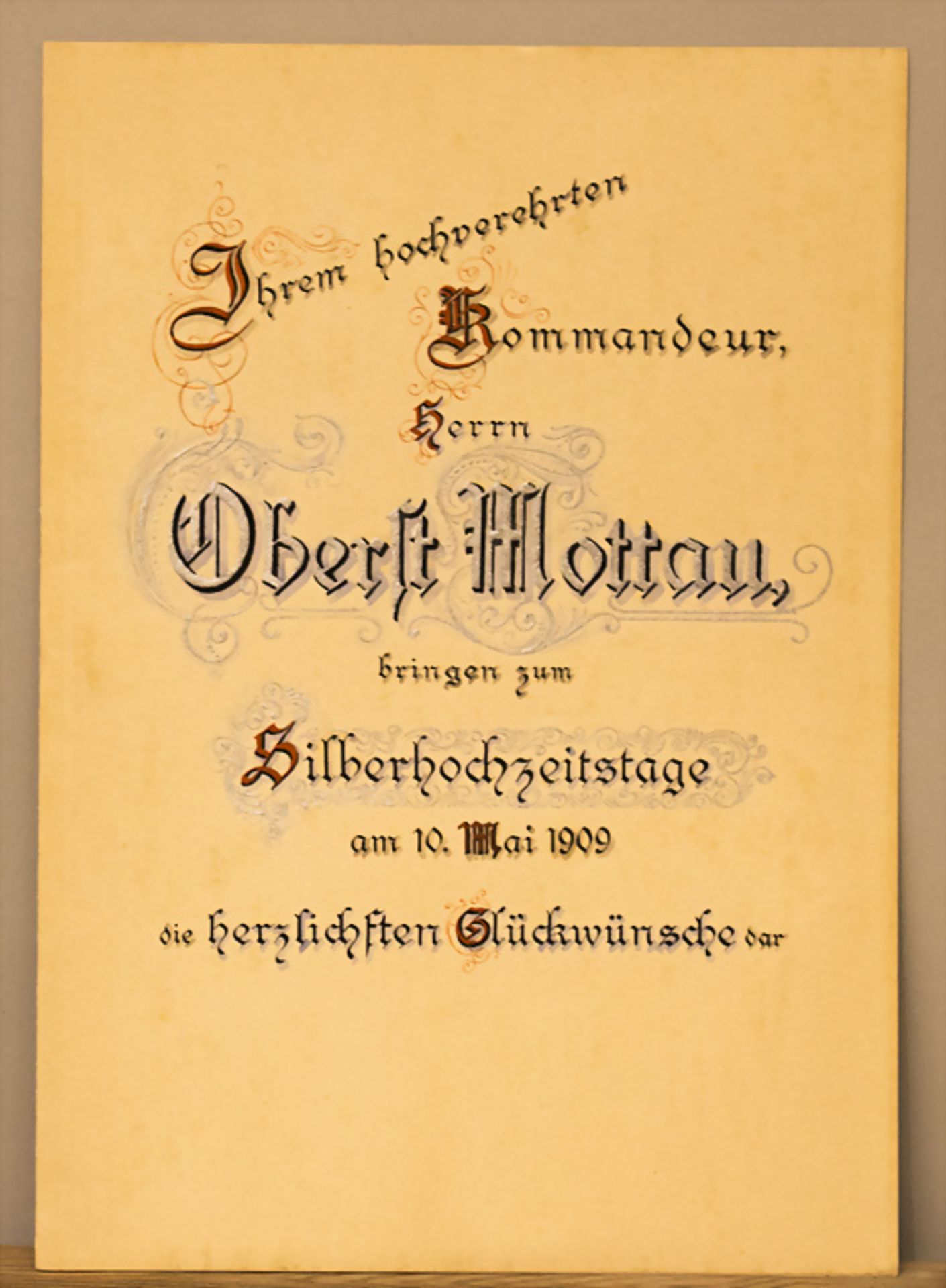 Heraldik Mappe mit Urkunden von Oberst Mottau / Heraldry, a folder with documents of Colonel ...