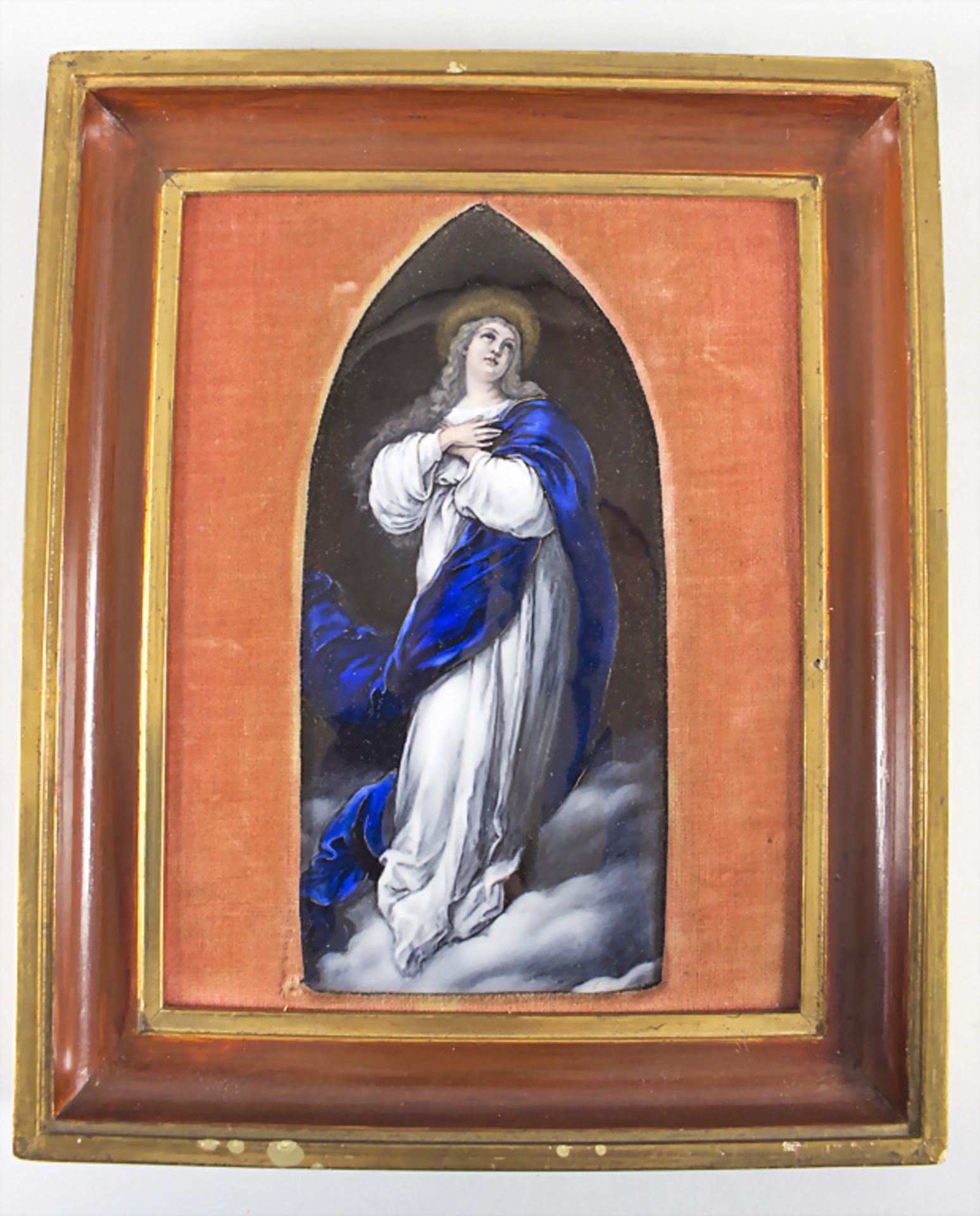 Emailbild 'Madonna auf Wolke' / An enamel painting on copper, Limoges, um 1900 - Bild 2 aus 3