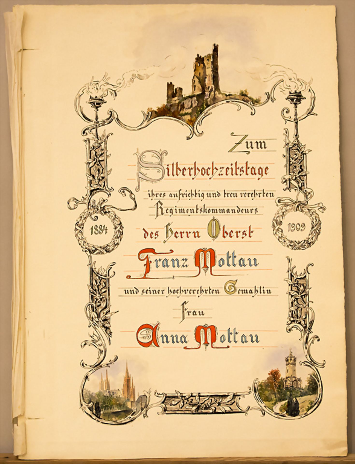 Heraldik Mappe mit Urkunden von Oberst Mottau / Heraldry, a folder with documents of Colonel ... - Image 4 of 5