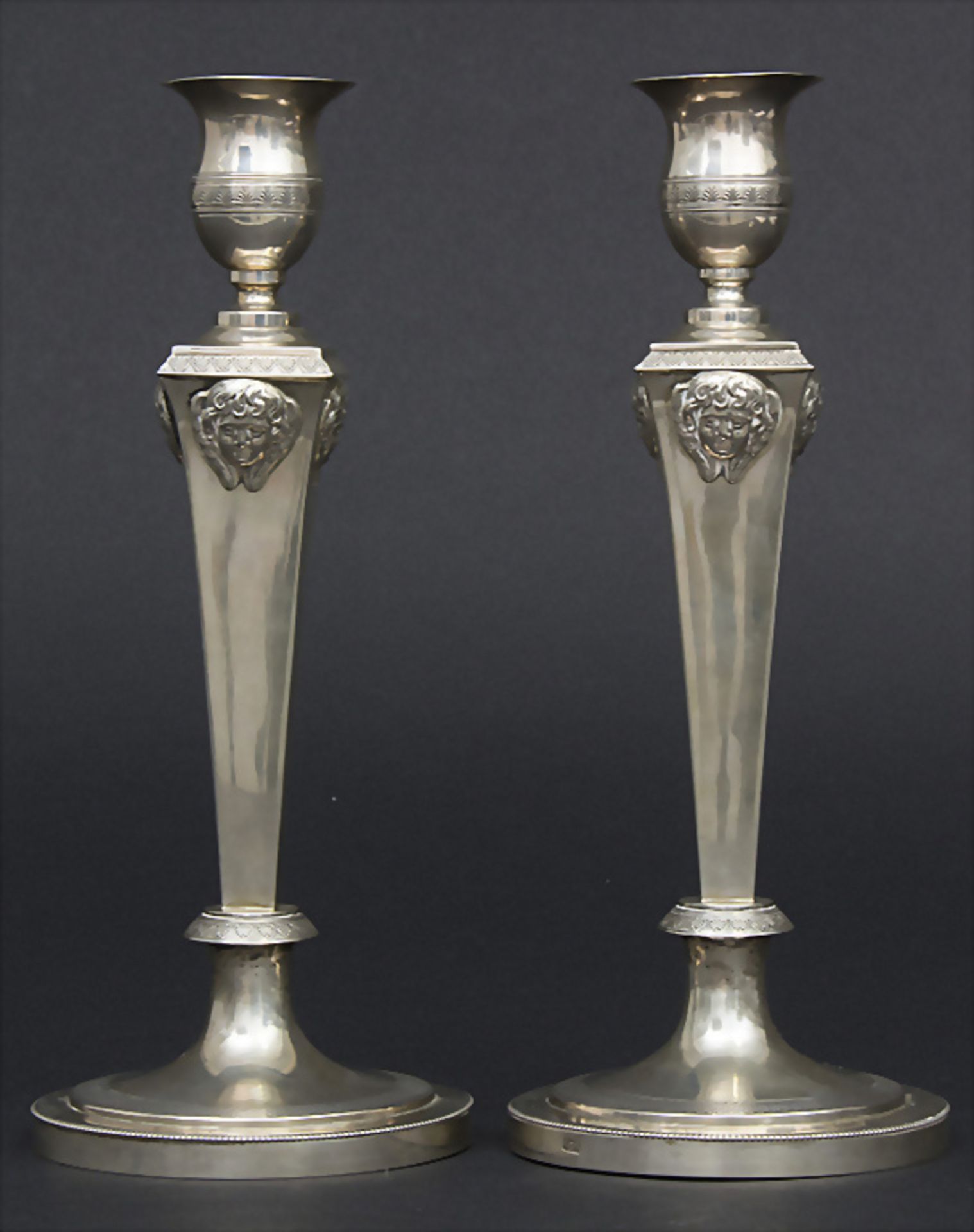 Paar Empire Kerzenleuchter / A pair of Empire silver candlesticks, Carl Gottlob Schrödel, ... - Image 2 of 8