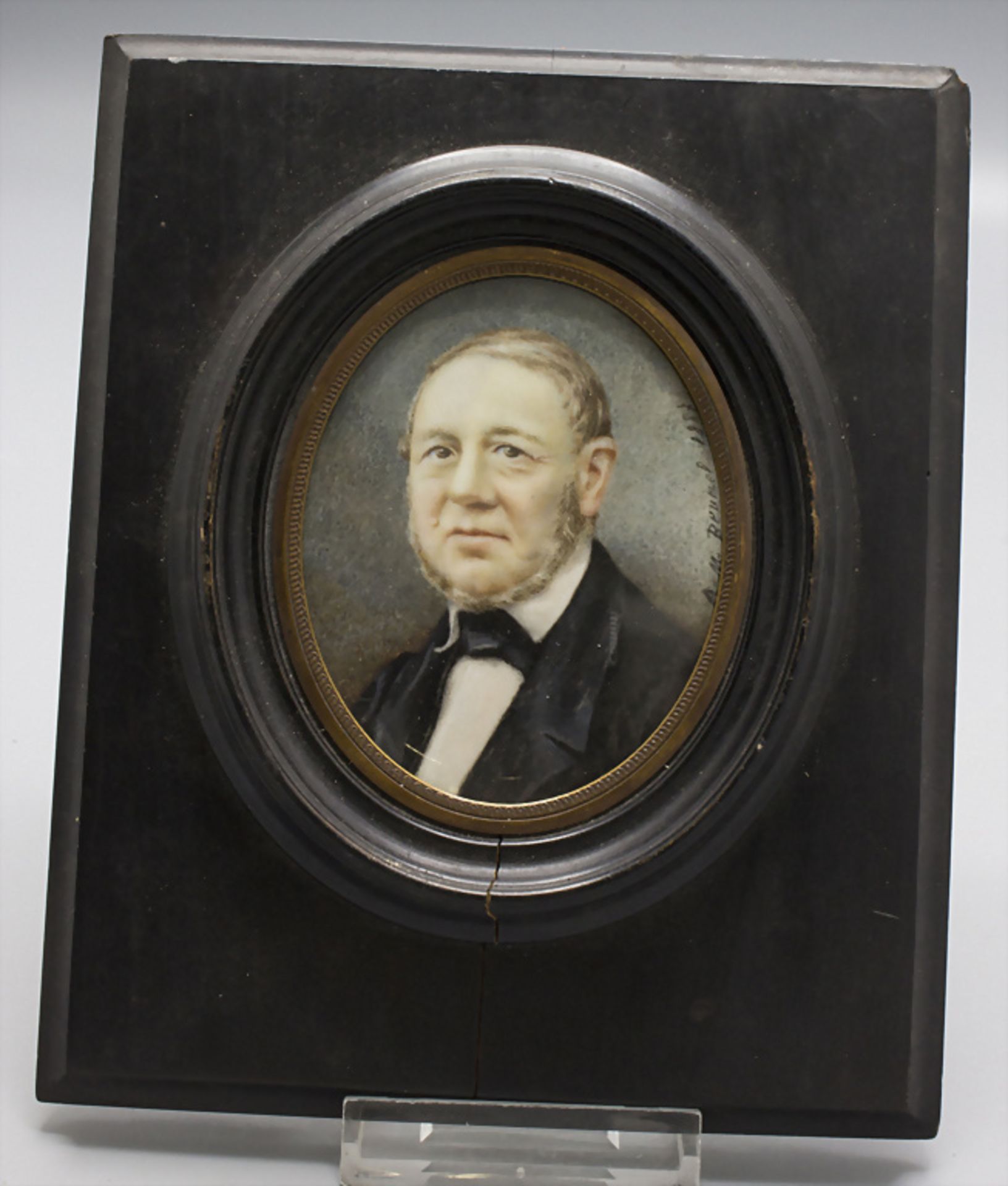Miniatur Porträt eines bürgerlichen Herrn / A miniature portrait of a gentleman, Frankreich, 1887 - Bild 2 aus 4