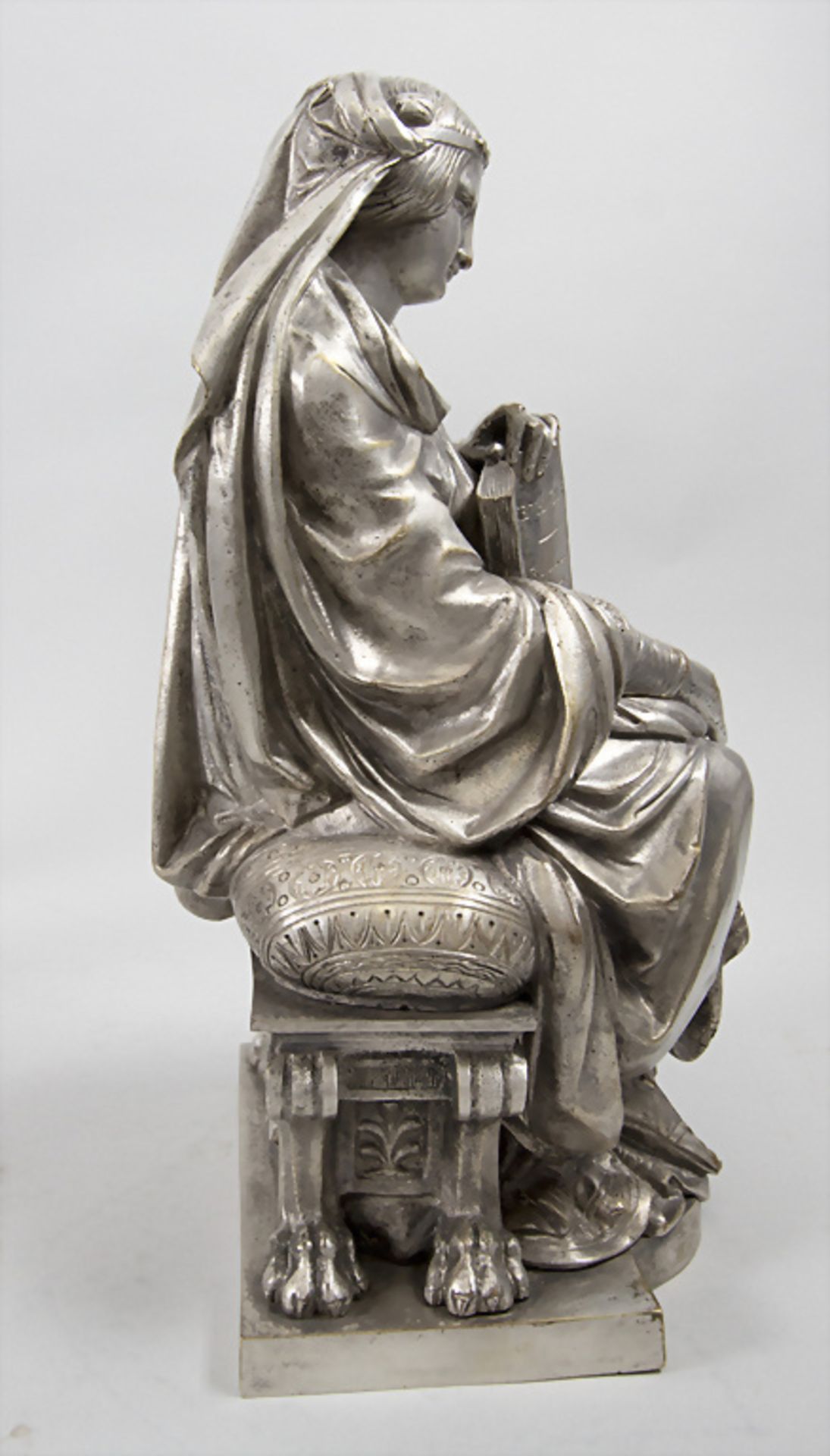 Francois Théodore Devaulx (1808-1870), Bronzeskulptur einer Heiligen mit Evangeliumsbrief / A ... - Bild 5 aus 6