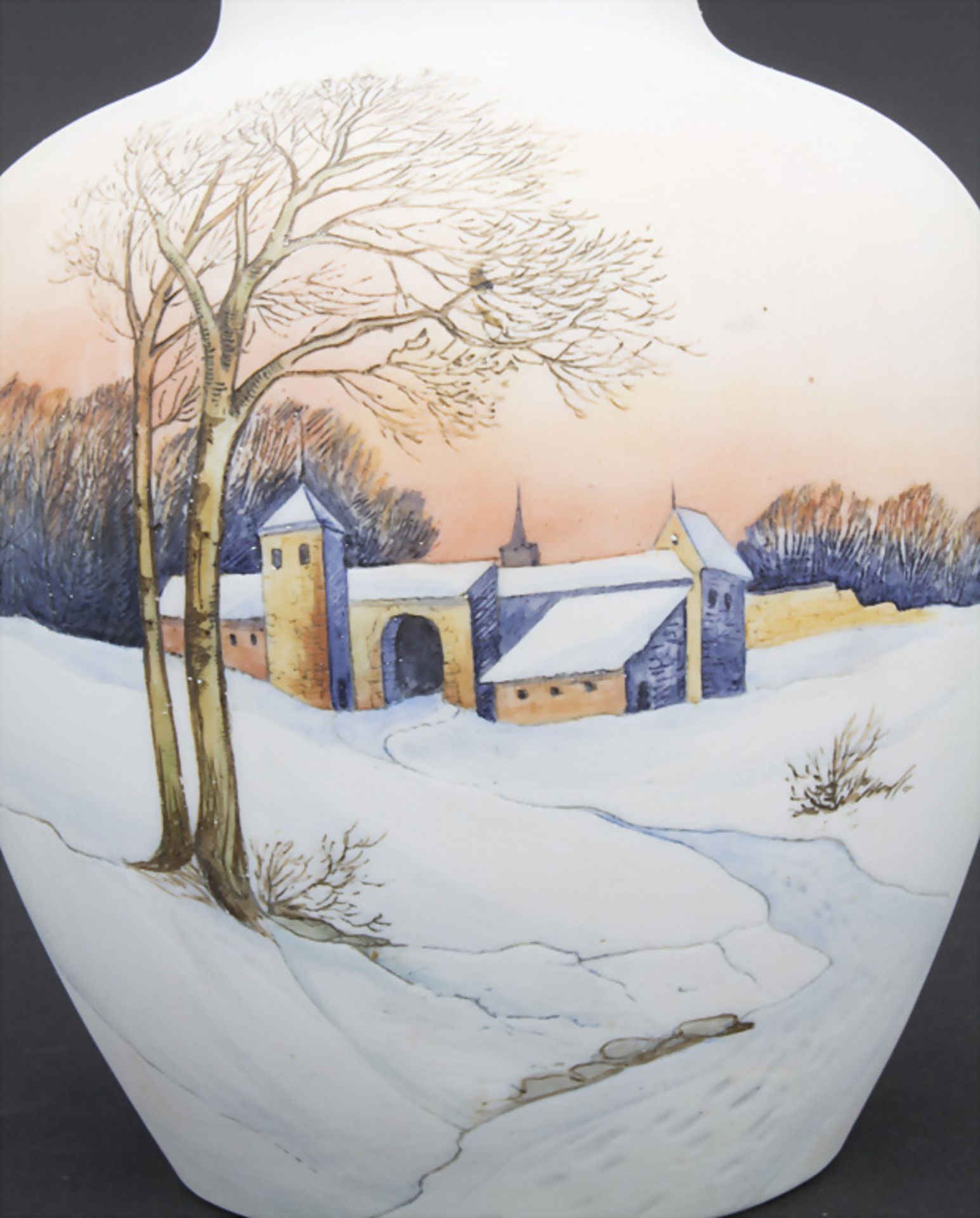 Vase mit Winterlandschaft / A vase with a winter landscape, Karl Ens, Volkstedt, um 1900 - Bild 6 aus 6