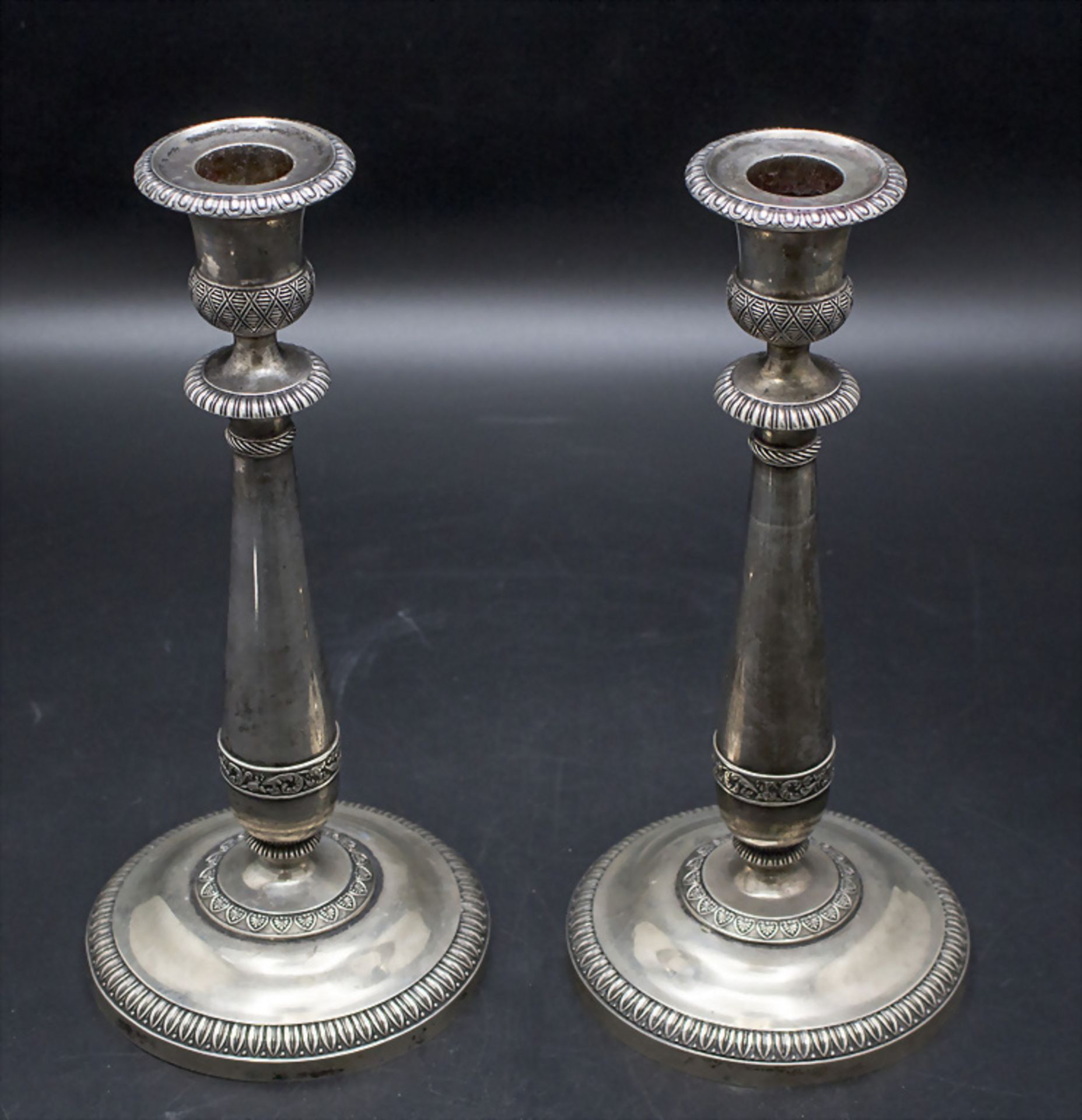 Paar Empire Kerzenleuchter / A pair of Empire silver candlesticks, Venedig/Venice, um 1820 - Image 2 of 7