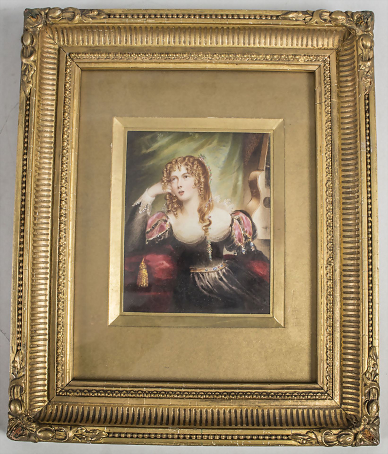 Künstler um 1800, 'Porträt eines adligen Fräuleins mit Gitarre' / 'A portrait of a noble lady ... - Bild 2 aus 5
