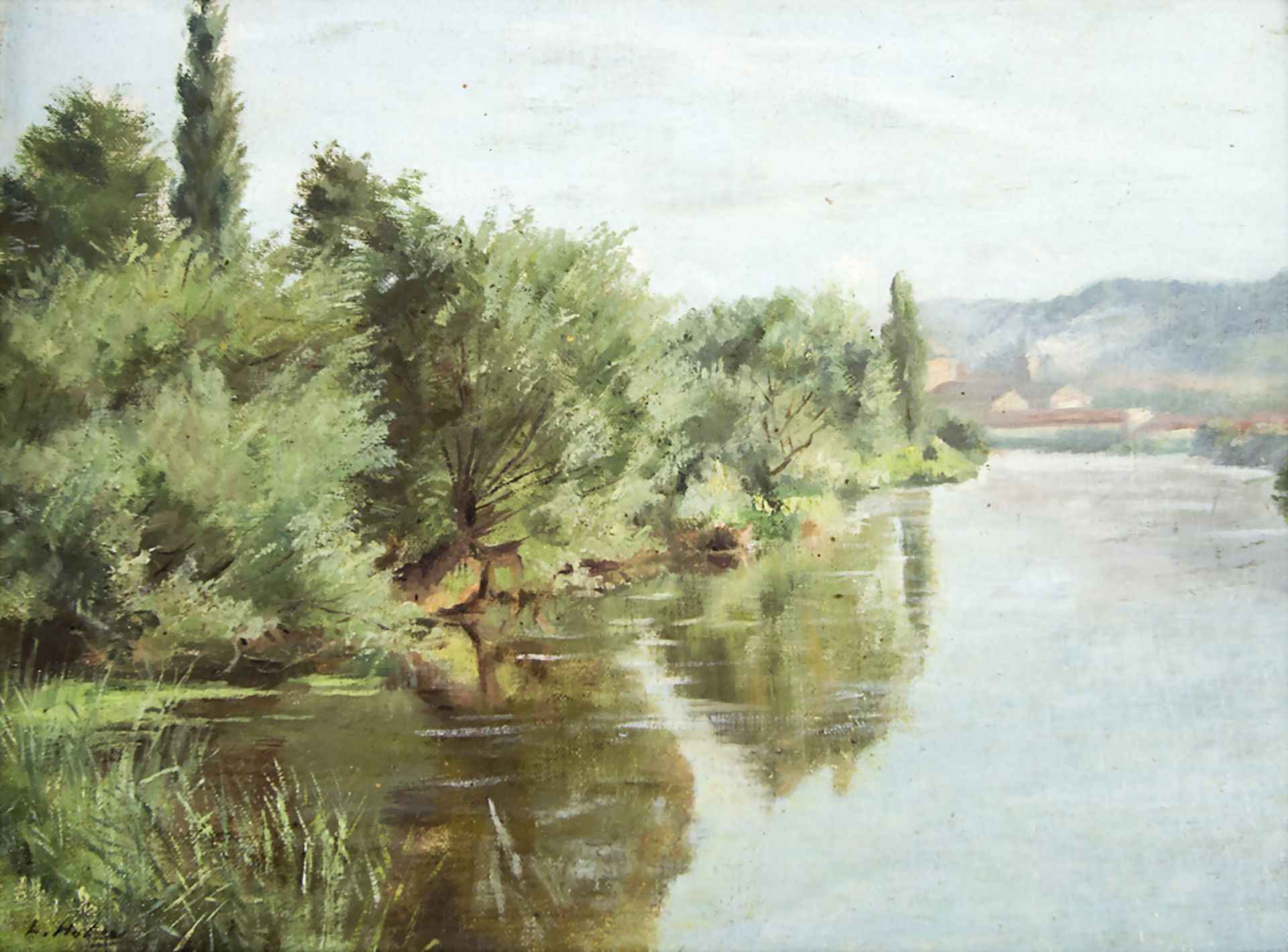 Léon Hubert (1887-1915), 'Flusslandschaft mit Hügelkette' / 'A river landscape with hills', ...