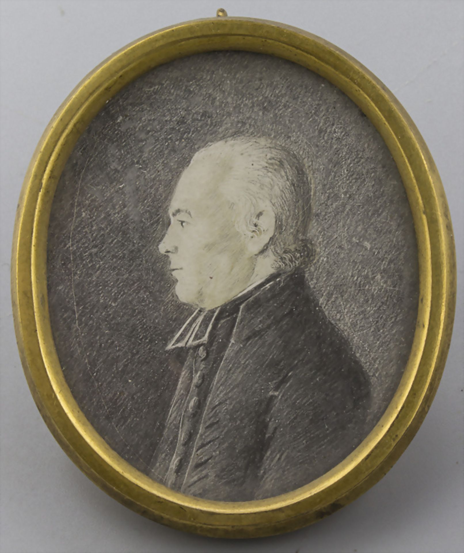 Empire Miniatur Porträt eines älteren Geistlichen / A miniature portrait of an elderly priest, ...